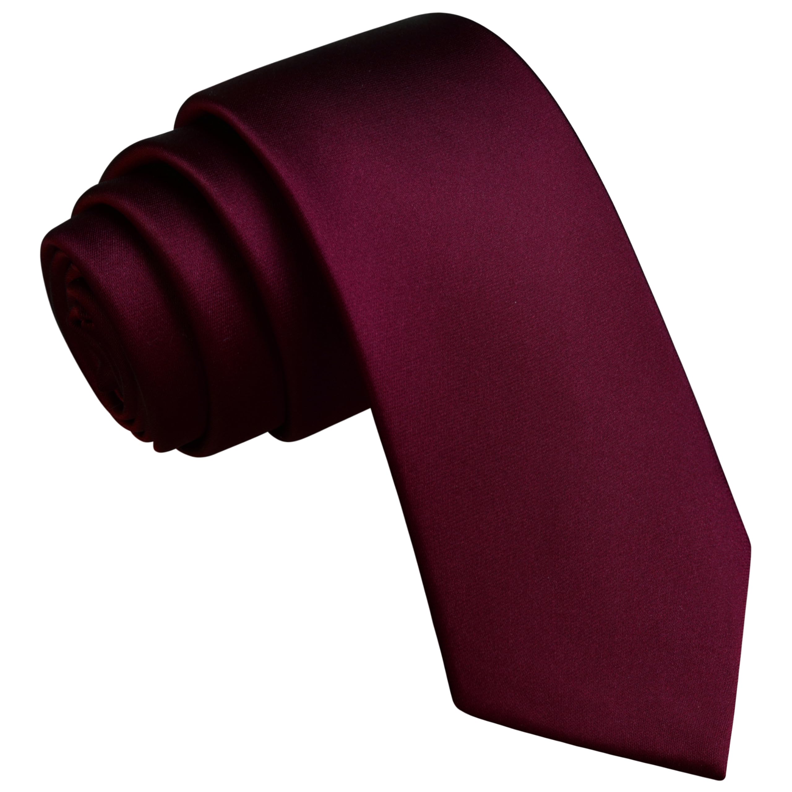 Branduce Maroon Burgundy Tie Solid Slim Ties for Men Silk Blend Skinny Necktie for Wedding Business (TA12-32)