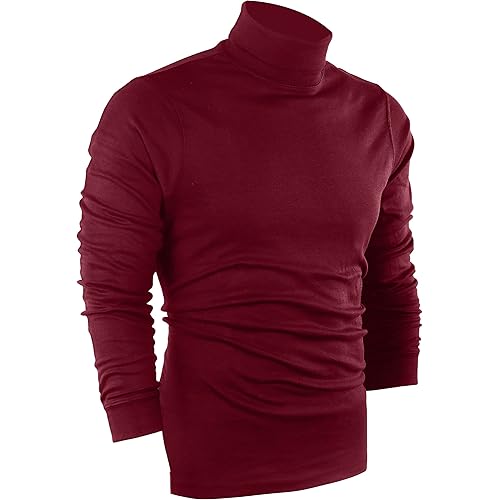 Utopia Wear Premium Cotton Blend Interlock Turtleneck Men T-Shirt Pullover Sweater