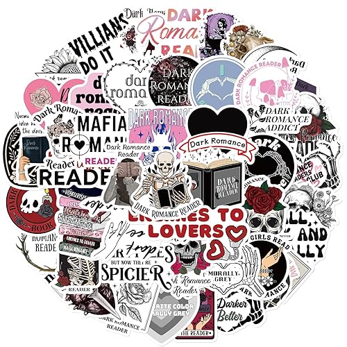 DIWSO Dark Romance Estilo Pegatinas 50 Piezas Impermeables Apto para Portátil Teléfono Botella de Agua Monopatín Maletín Guitarra Pad Estética Pegatinas de Vinilo - Dr-50