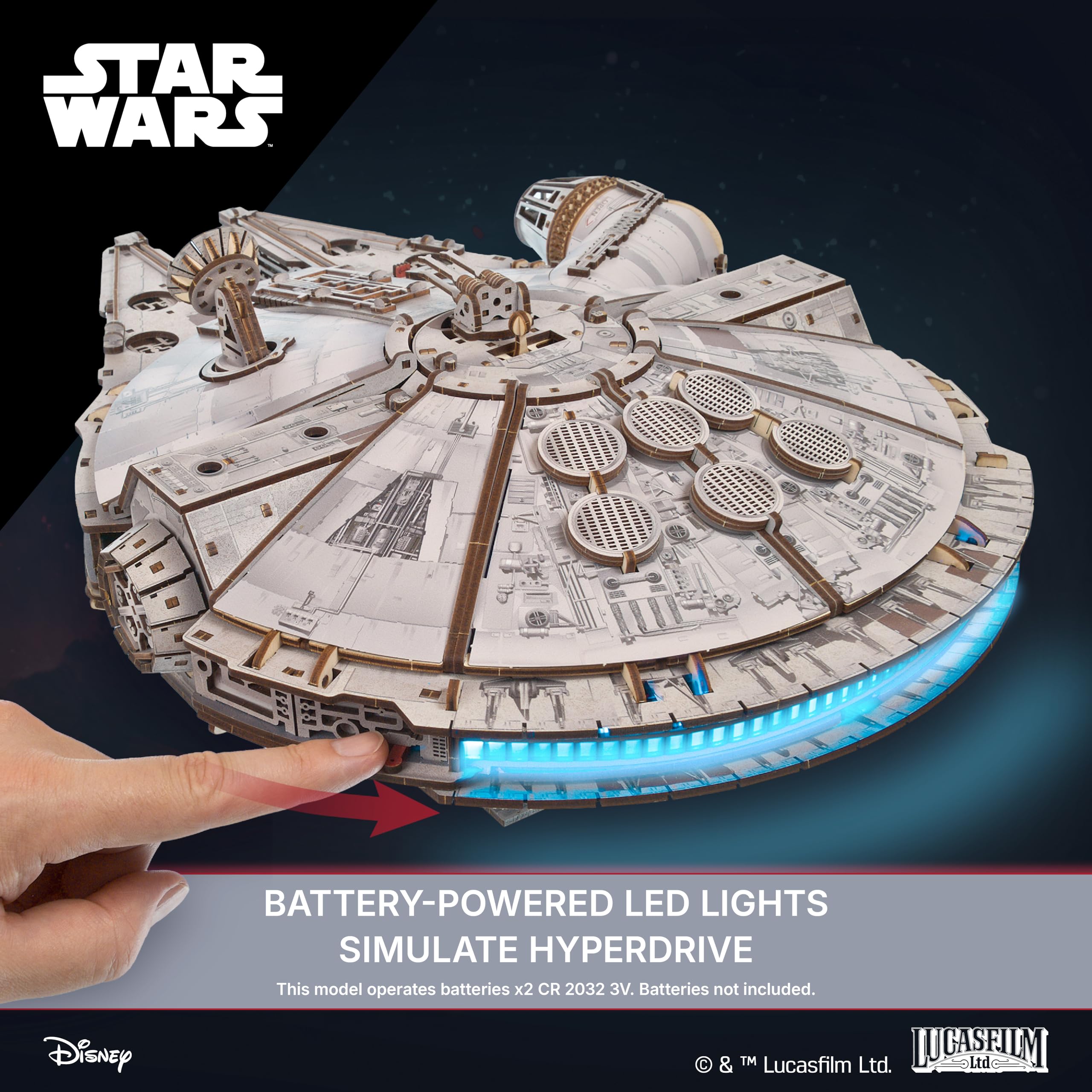 UGEARS Star Wars™ Millennium Falcon™ Puzzle 3D – Drewniane Modele do Składania – Puzzle Drewniane dla Dorosłych – Zestaw Kreatywny DIY Star Wars – 1235 Elementów