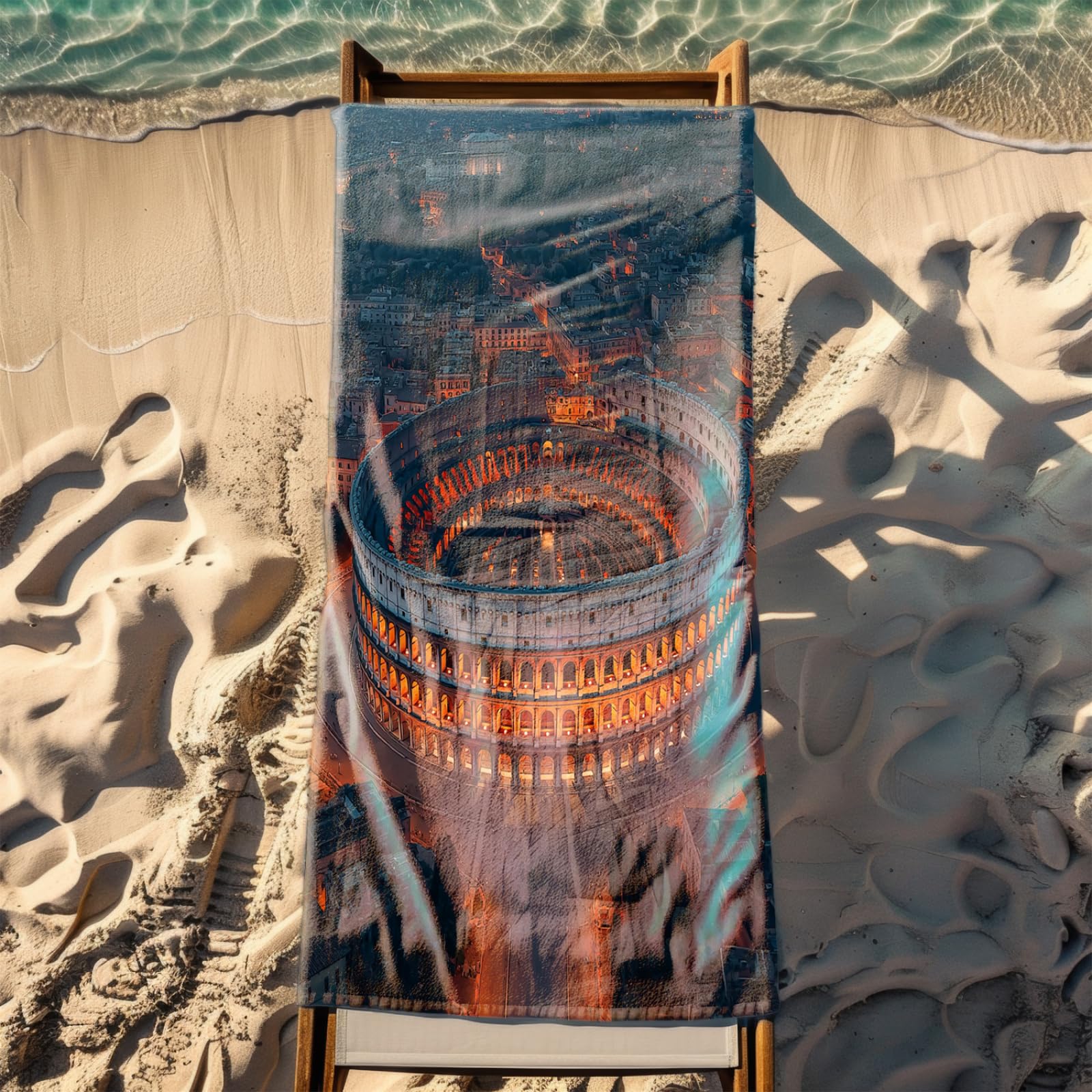 Générique Serviette de Plage XXL Bâtiment Orange Gray