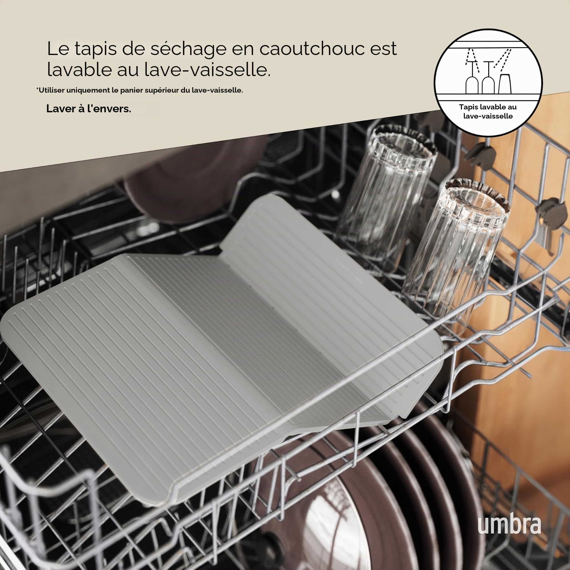 Umbra Égouttoir à Vaisselle Compact Pliable Blanc