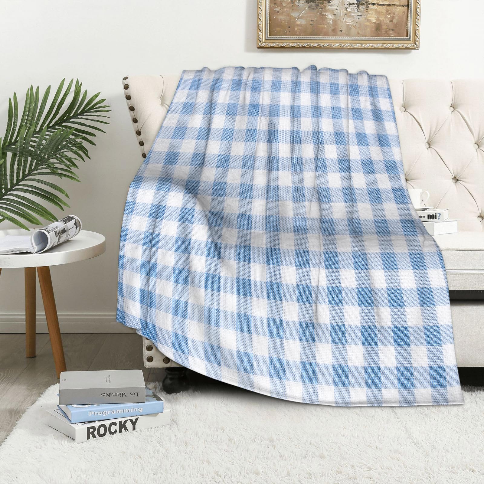Kuscheldecke Flauschig Decke Fleecedecke Kariert, kleine Quadrate und Streifen, Wohndecke Warm Winter Weich,Decke Couch Blanket,Wohn- & Kuscheldecken 150 x 130 cm,Sofa überwurfdecke