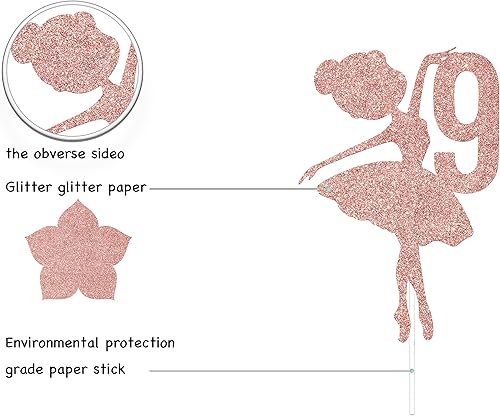 Miniatura 30 de Decoración para pastel de cumpleaños 5 de bailarina, decoración de pastel de cumpleaños de 5 años, adorables suministros de decoración de pastel