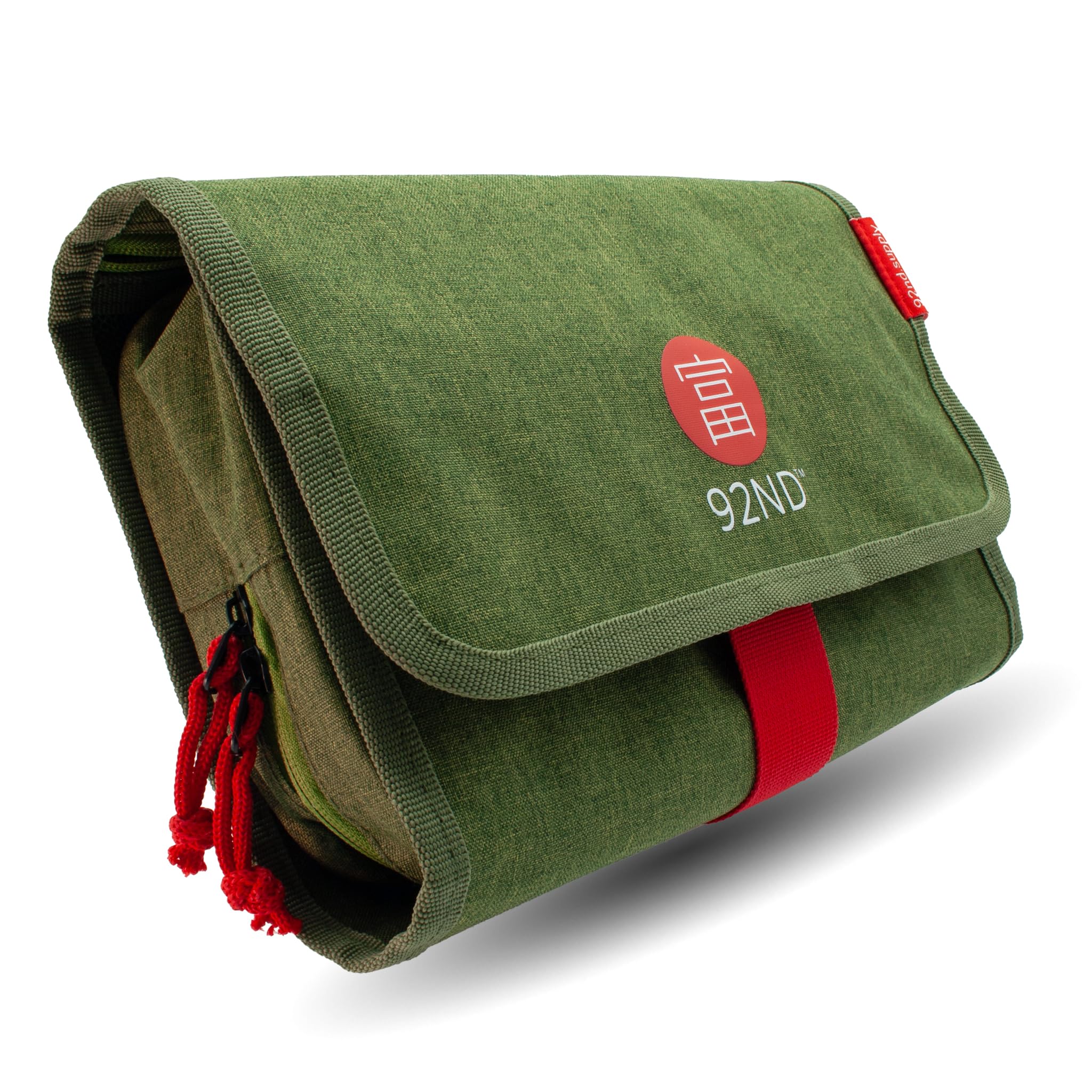 92ND.Supply Washroll - Borsa da toilette da appendere, impermeabile, verde, 4 l, con gancio e scomparto inferiore rimovibile, viaggio e uso quotidiano