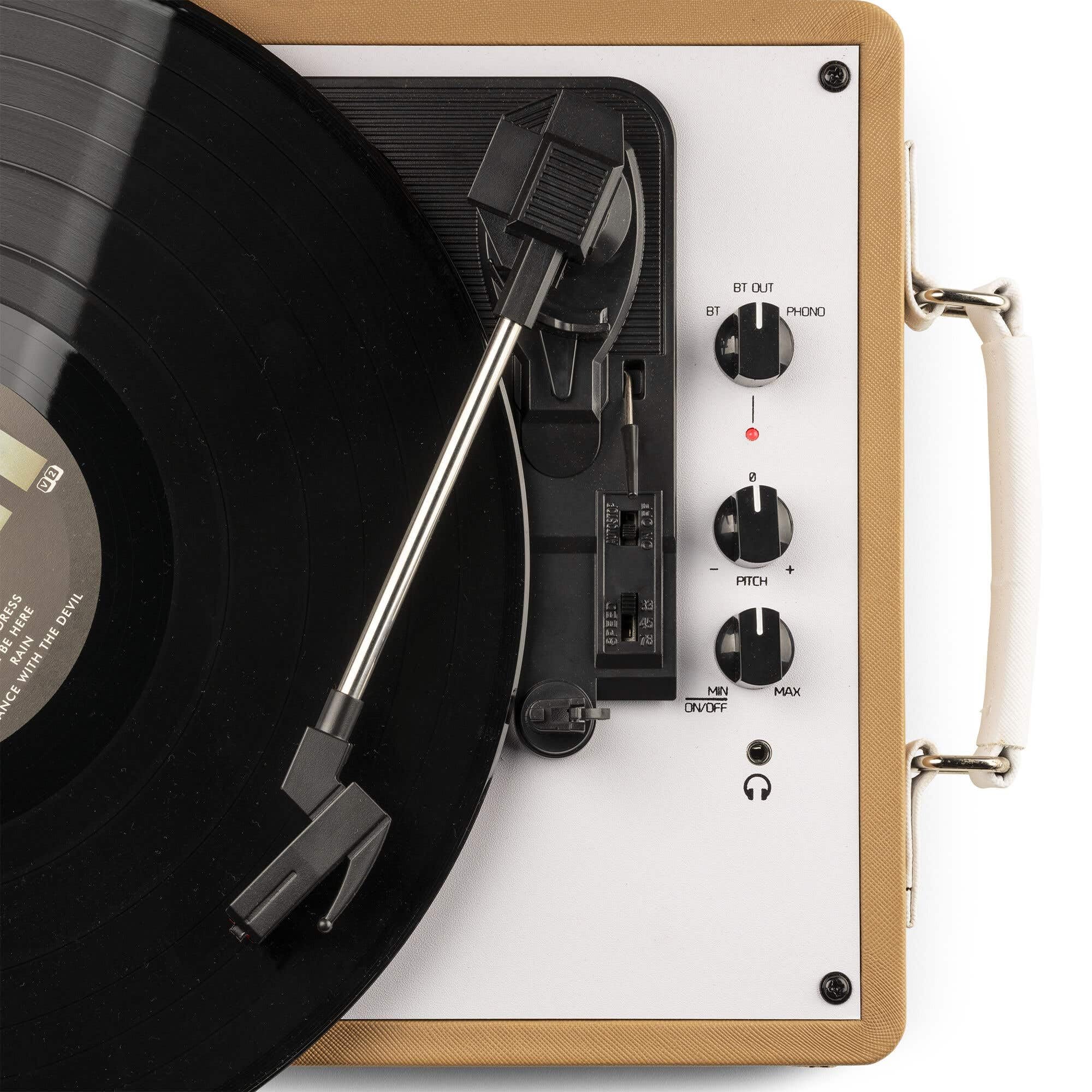 Audizio RP119 - Plattenspieler mit Lautsprecher, Vinyl Bluetooth Speaker Senden und Empfangen, Schallplattenspieler, 3-Speed 33/45/78, Record Player, AUX und RCA/Cinch, Retro Plattenspieler - Bronze
