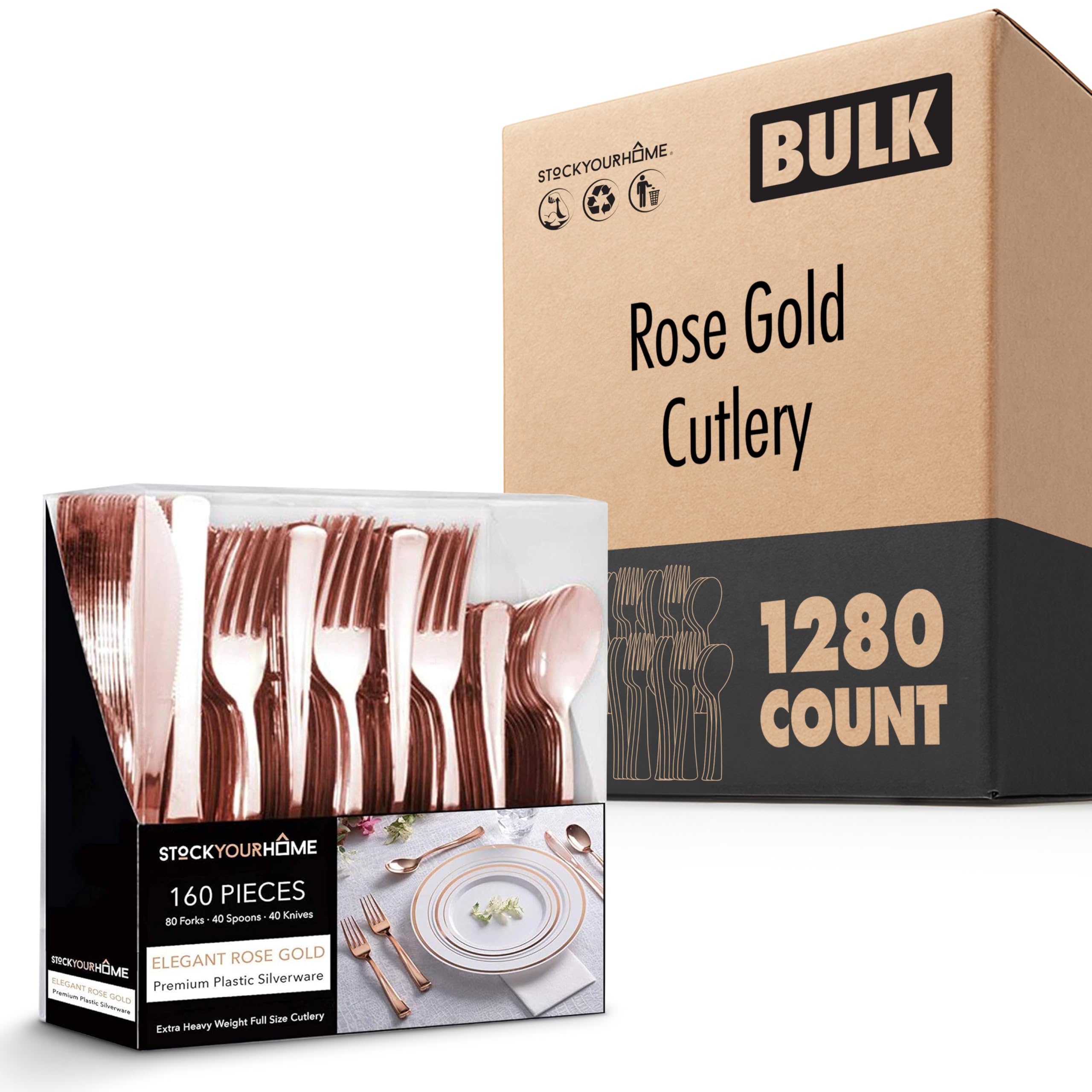 Stock Your Home 1280 Count / Rose Gold / Modern Knives