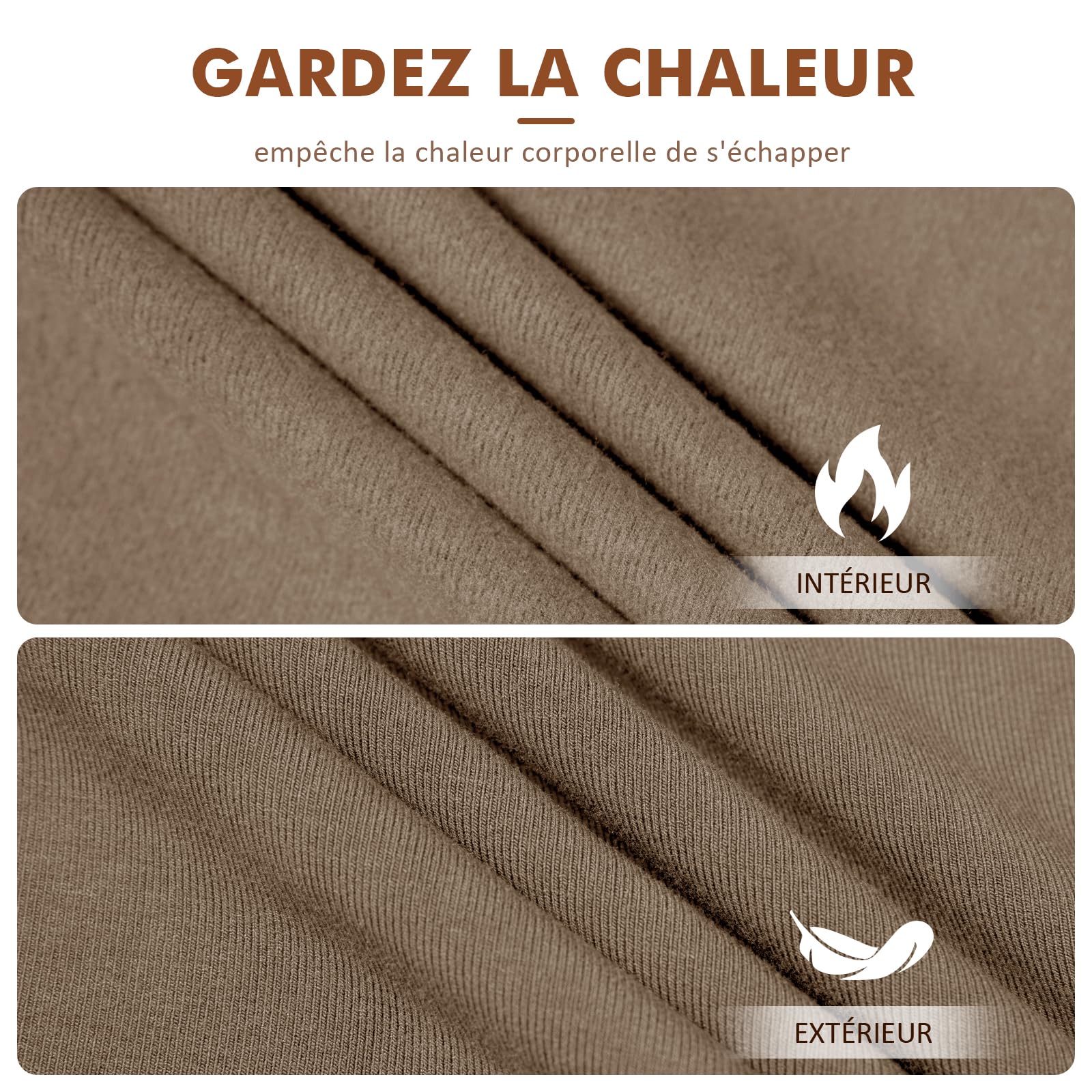 YARRCO Haut Thermique Femme Manche Longue Col en V sous-vêtements Thermiques sous Pull Thermique T-Shirt en Polaire