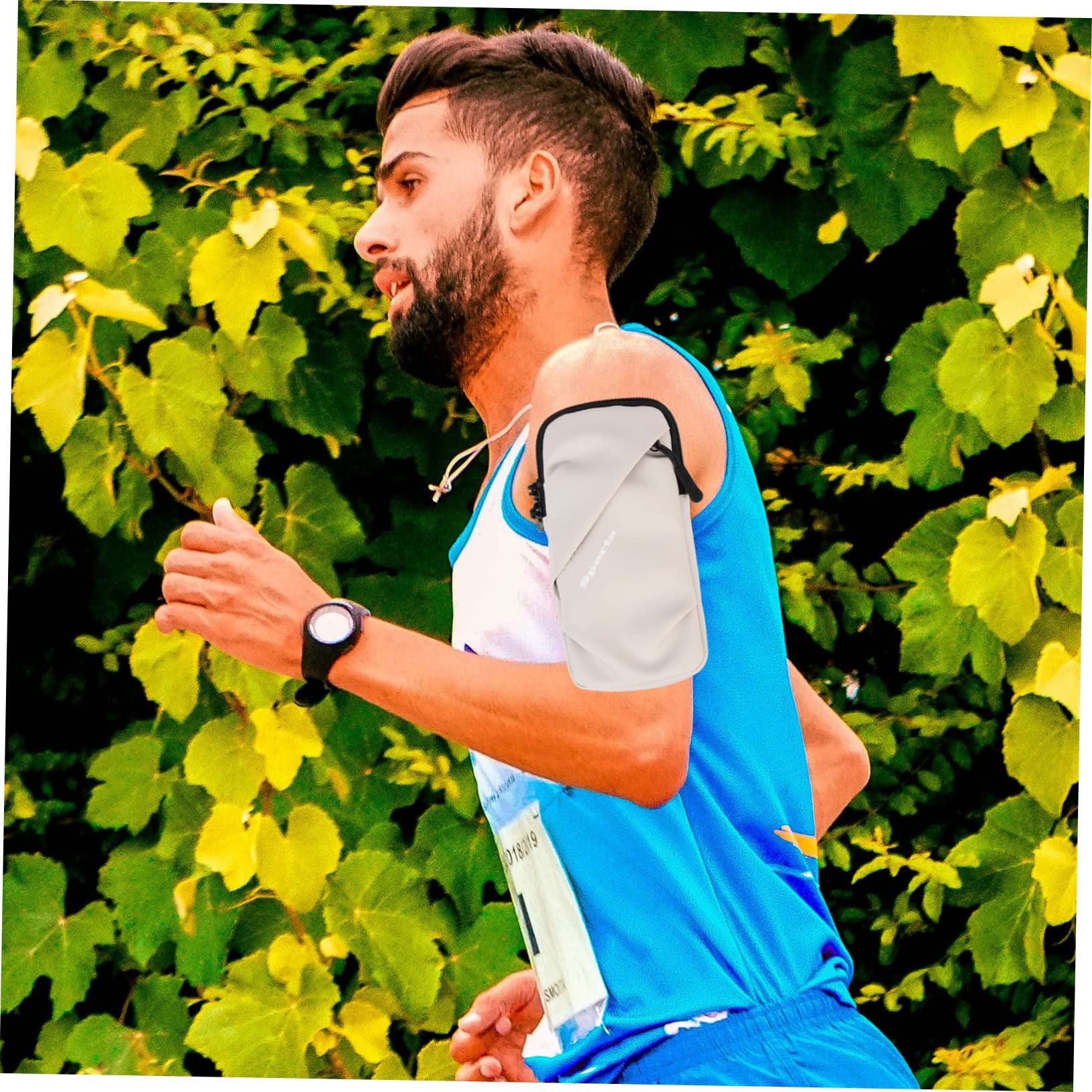Gatuida 3pezzi Armband Portatelefono Per Custodia Elasticizzata Per Smartphone Pouch Braccio e Attività Grigio