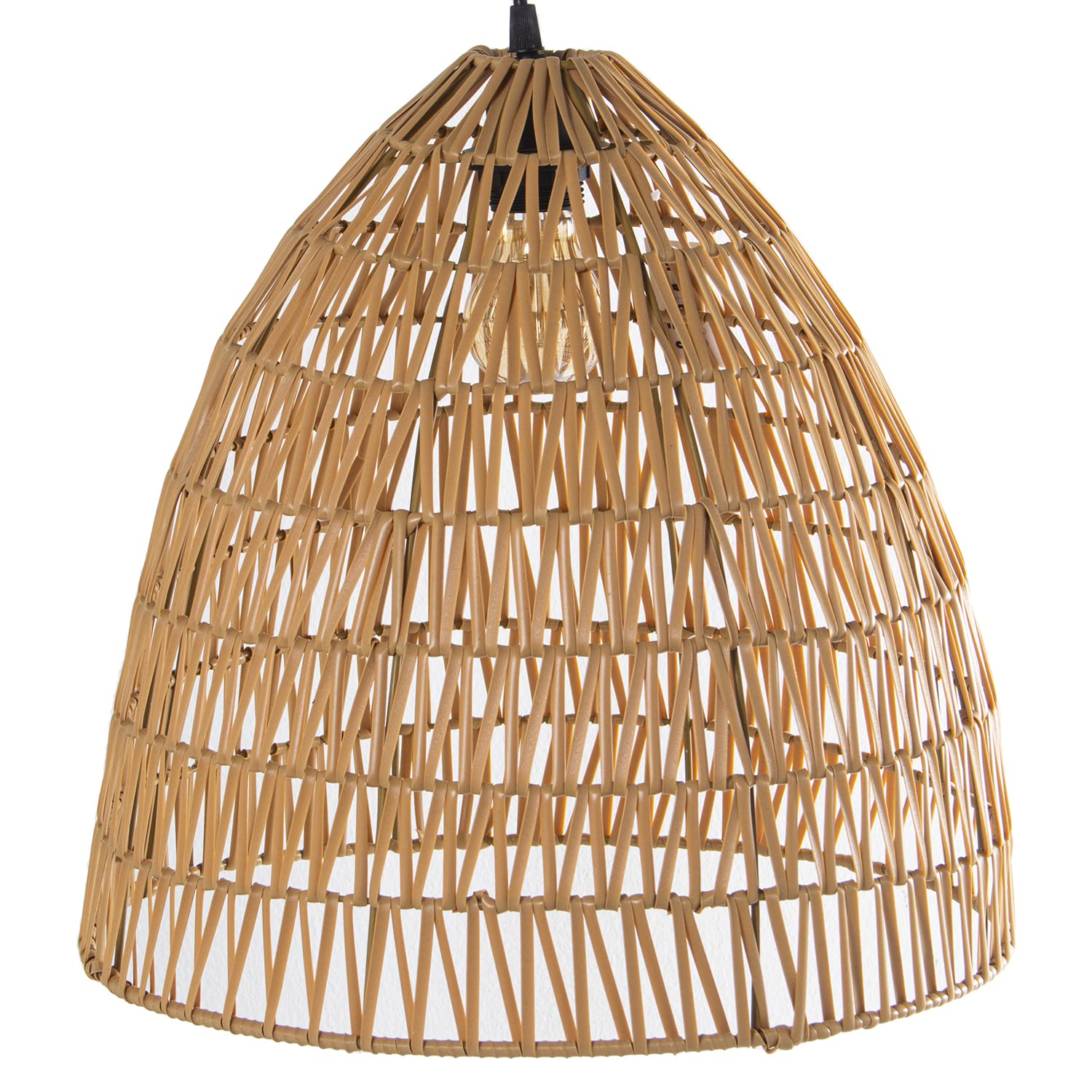Suspension en rotin synthétique tressé beige au design épuré 38cm