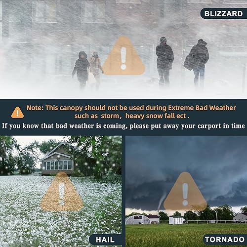 Miniatura 6 de Shintenchi Cochera resistente de 10 x 18.5 pies, garaje portátil con pared lateral extraíble, puertas y ventanas ventiladas, lona para todas las