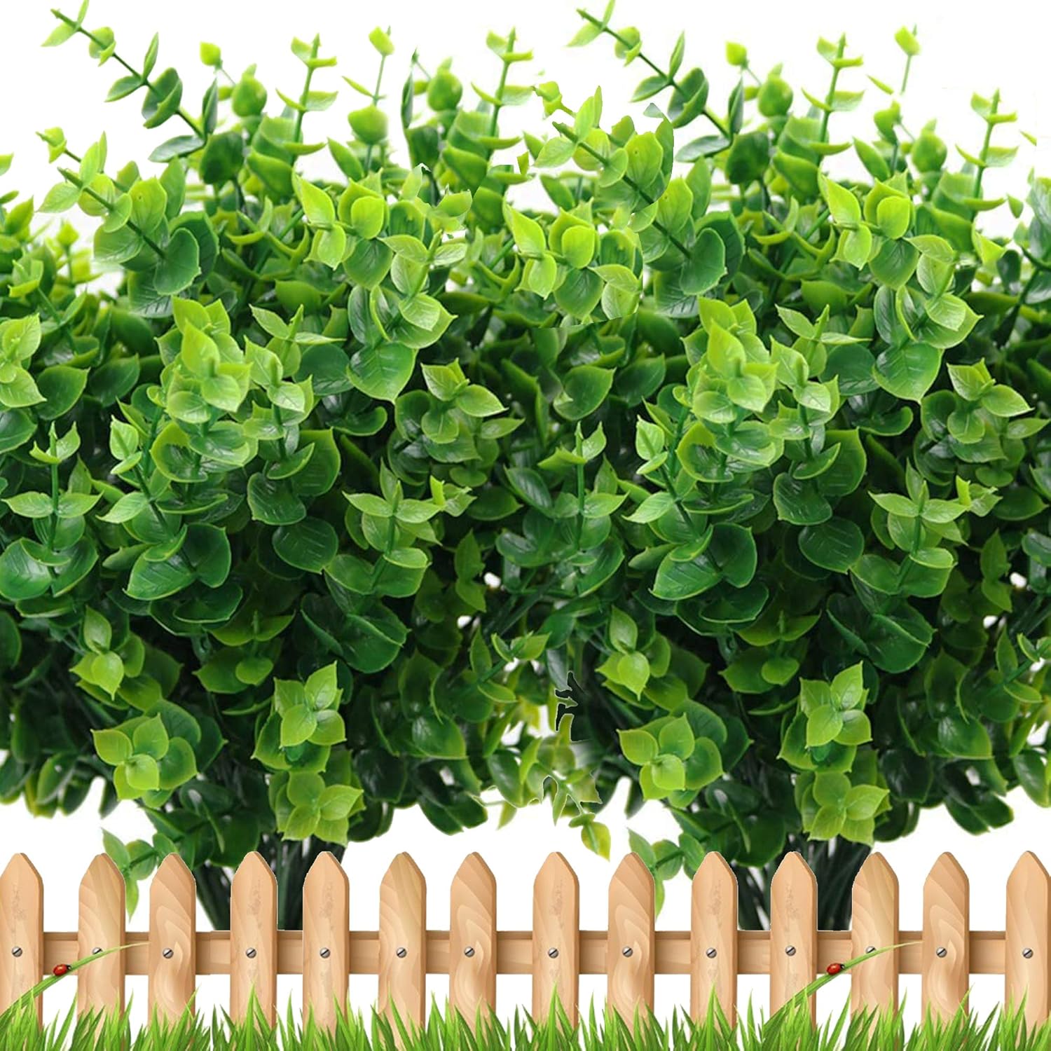 Artificial Plants Outdoor Fake Boxwood Shrubs 16 Bundles Artificial