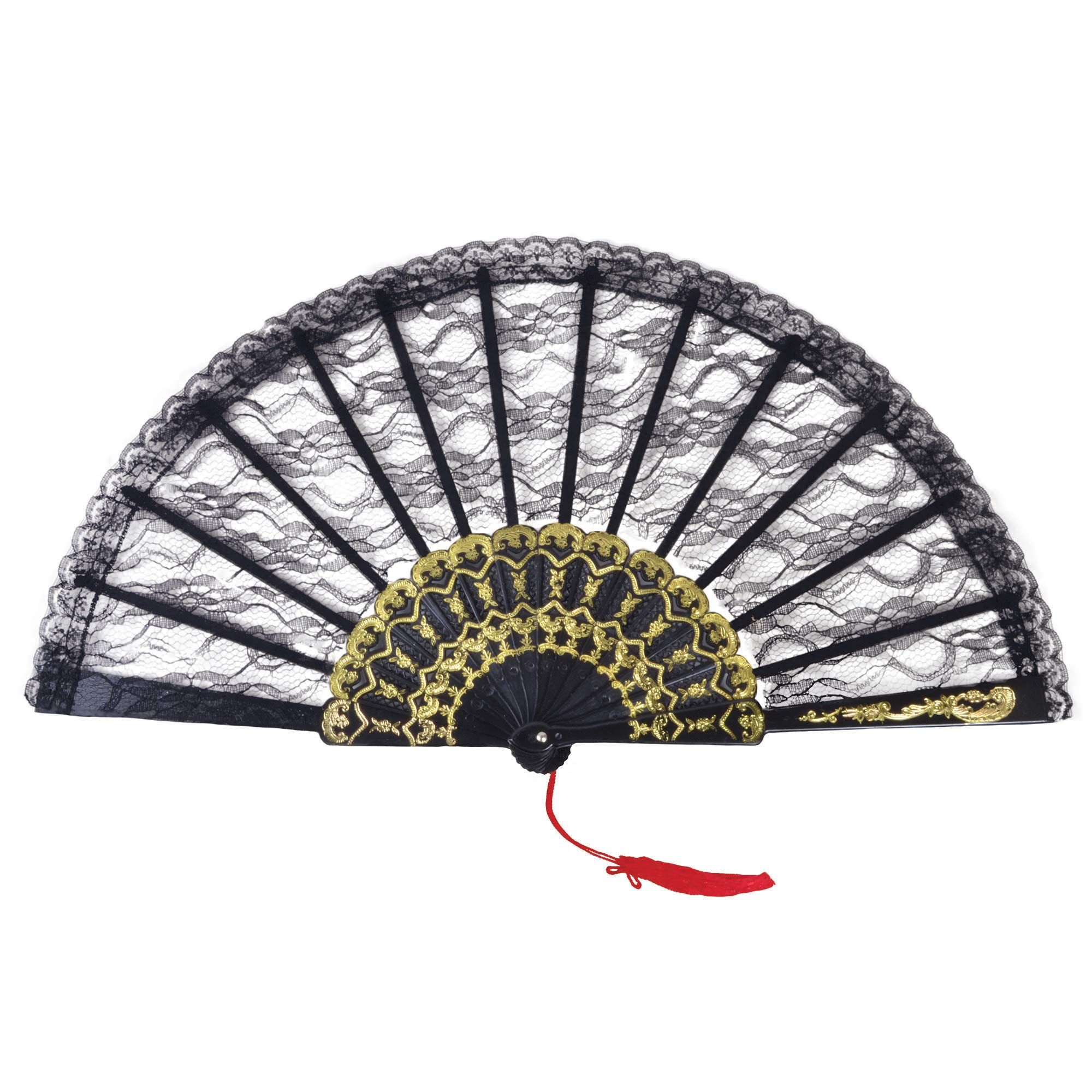 Bristol Novelty BA841 Fan Black Lace Spanish, Womens, One Size