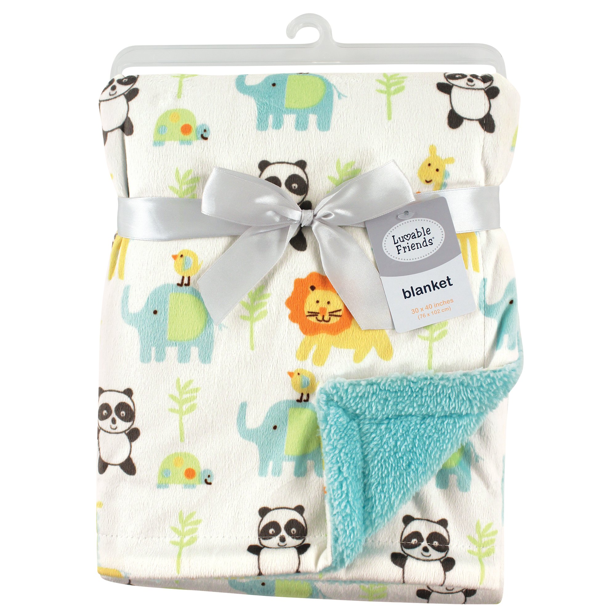 Luvable Friends Unisex Baby Plush Blanket with Sherpa Back, Neutral Animals, One Size