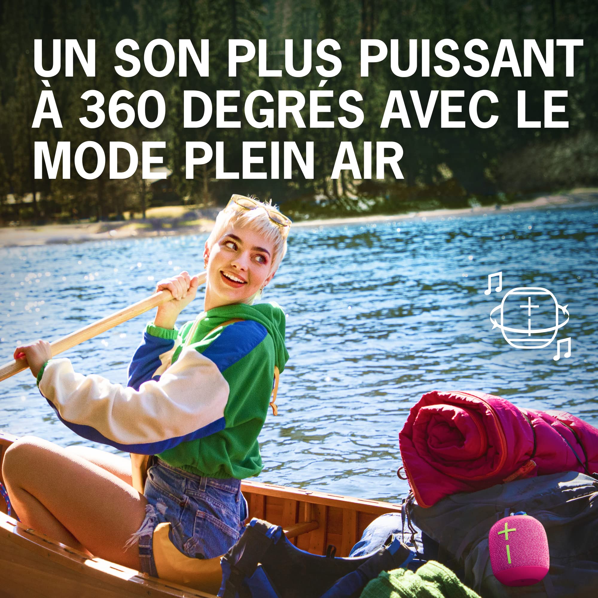 Ultimate Ears WONDERBOOM 3, Enceinte Bluetooth sans Fil Portable, Basses Profondes à 360 degrés pour l'extérieur, Étanche IP67, Flottante, portée de 40 m - Bleu