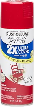 Rust Oleum 280716 American Accents Ultra Cover 2X Spray Paint, Gloss Apple Red, 12-Ounce