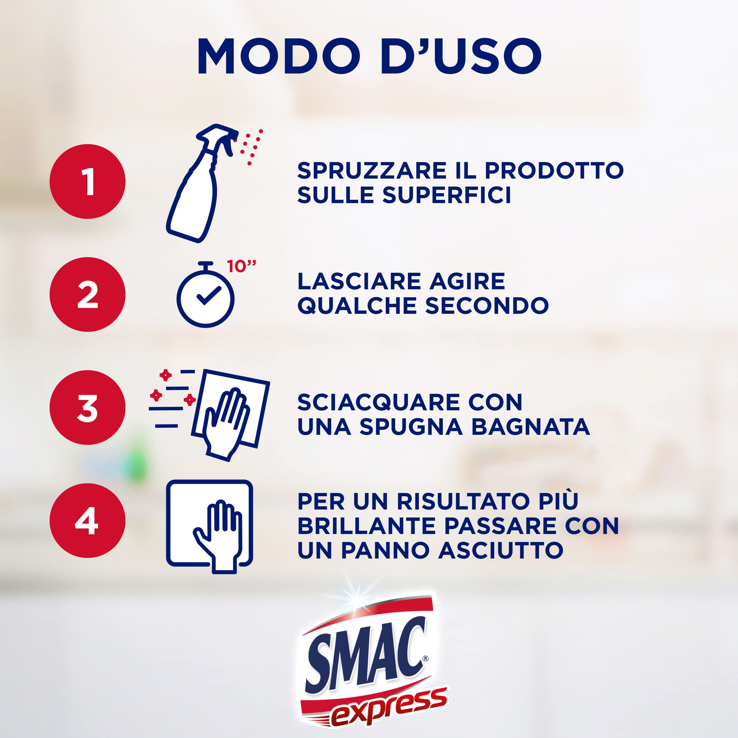 Smac Express - Sgrassatore Universale, Detergente Spray Multisuperficie con Azione Sgrassante e Tecnologia Zero Aloni, 650 ml x 12 Pezzi