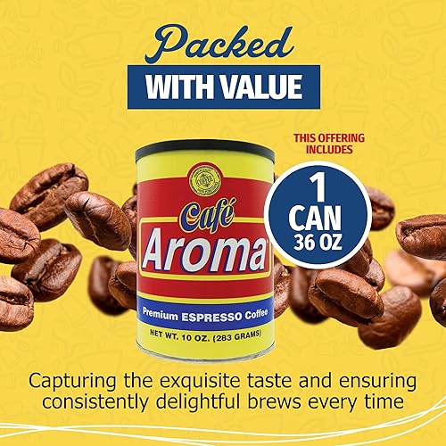 Miniatura 3 de Cafe Aroma Espresso de estilo cubano tostado oscuro, perfecto para café con leche y creaciones de café helado, 36 onzas (1 lata)