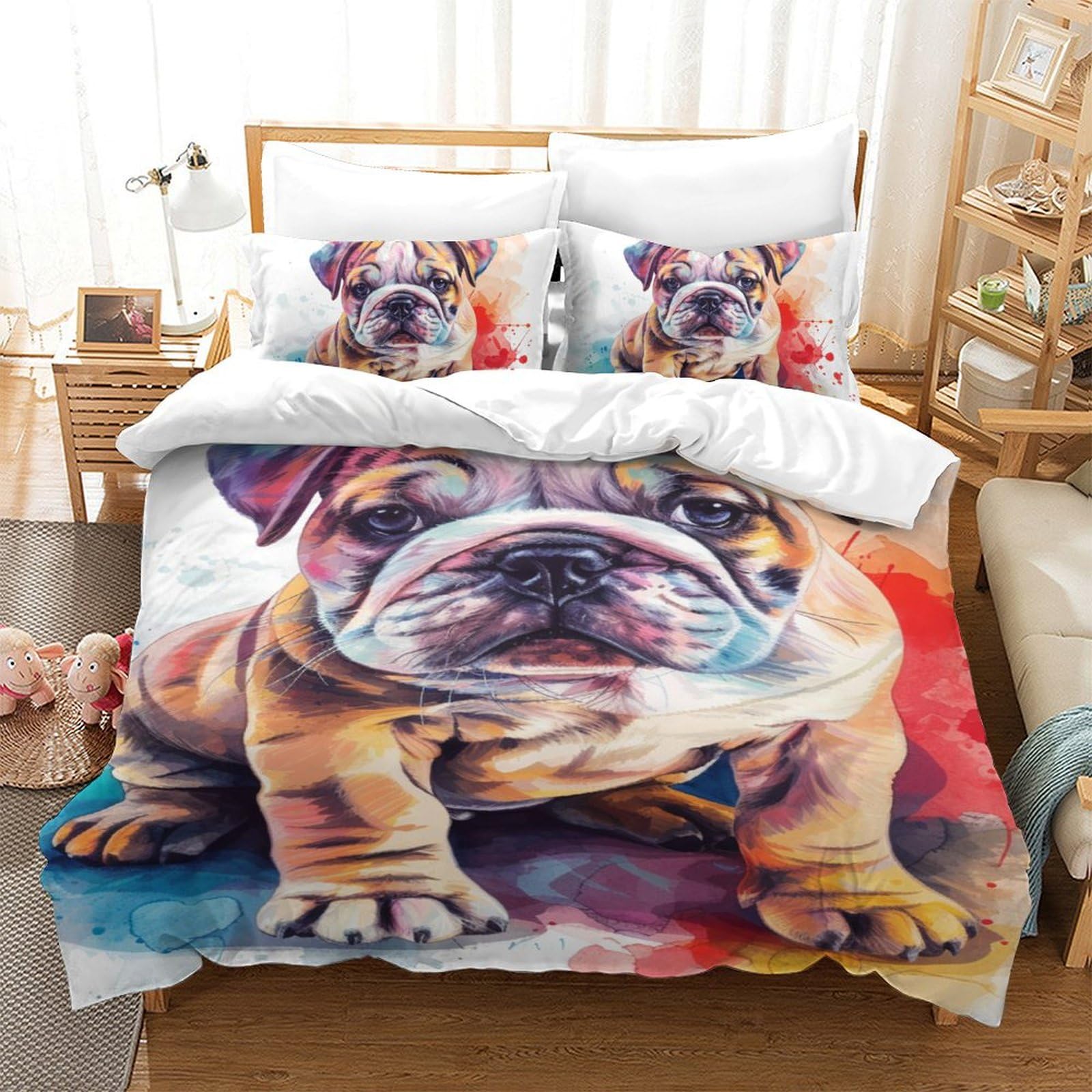 Housse de couette bouledogue mignon pour décorer une chambre d'ado ou d'adulte