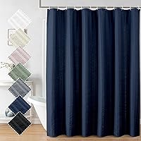 Aiyufeng Moga Navy Blue Fabric Shower Curtain 72x72 - Hotel Spa Style Polyester Bath Curtain, 12 Button Holes, Machine Washable