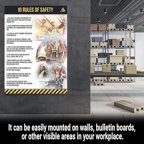 Miniatura 4 de GotSafety Póster de seguridad en el lugar de trabajo, 24 x 32 pulgadas, directrices claras para un entorno de trabajo seguro y saludable, carteles