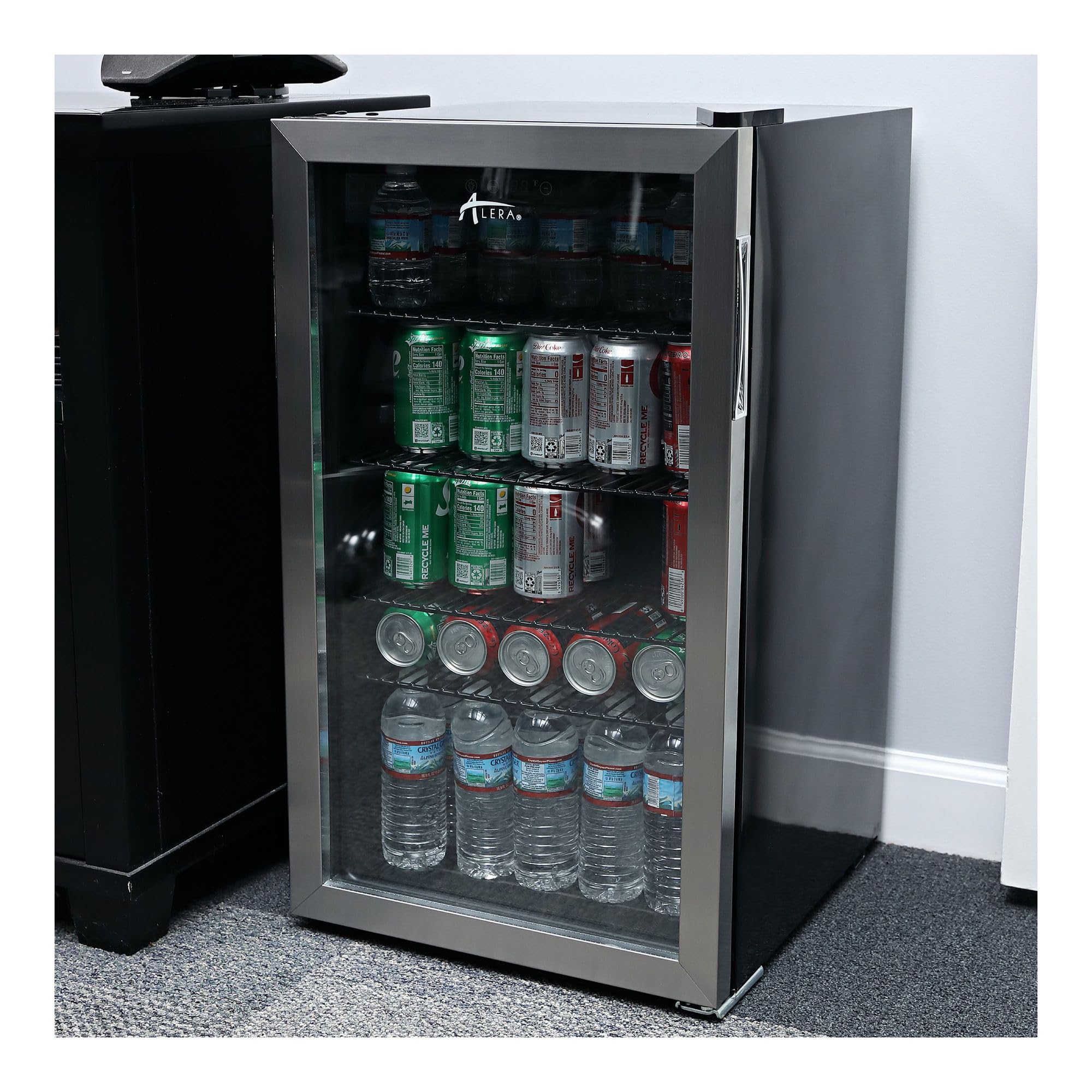 Alera 3.4 Cu. Ft. Beverage Cooler, Stainless Steel/Black on Fridge.com - View 5