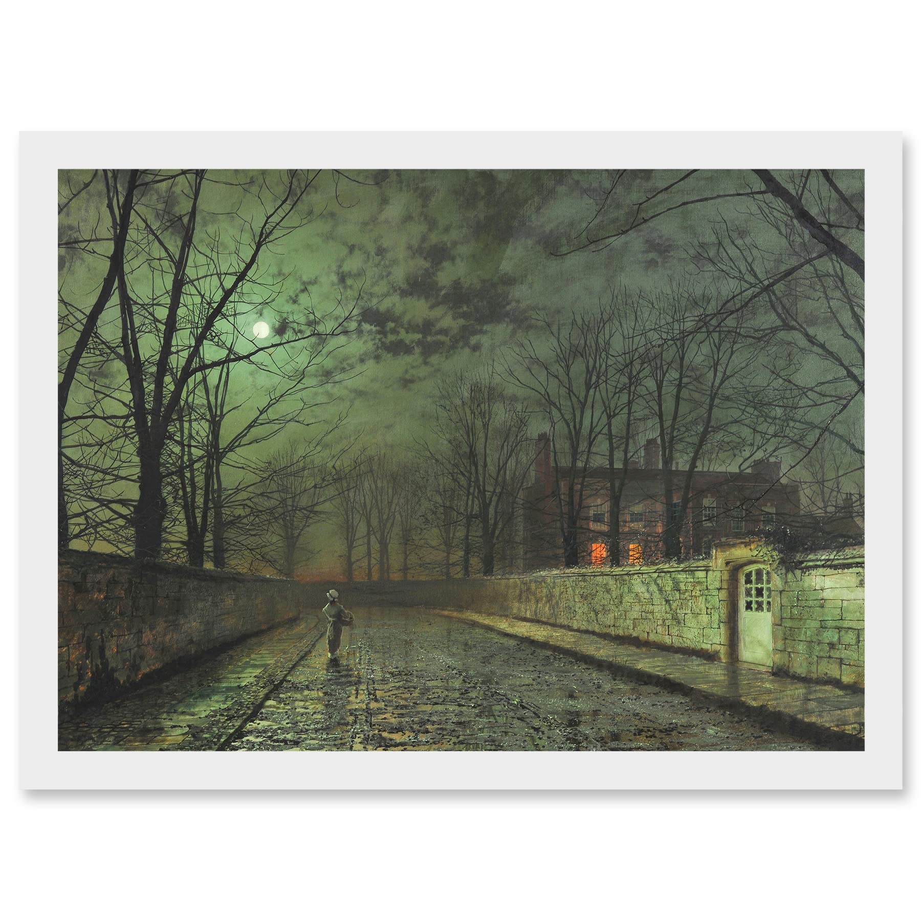 Artery8 John Atkinson Grimshaw Moonlit Street Old Master Painting Artwork Framed Wall Art Print A4