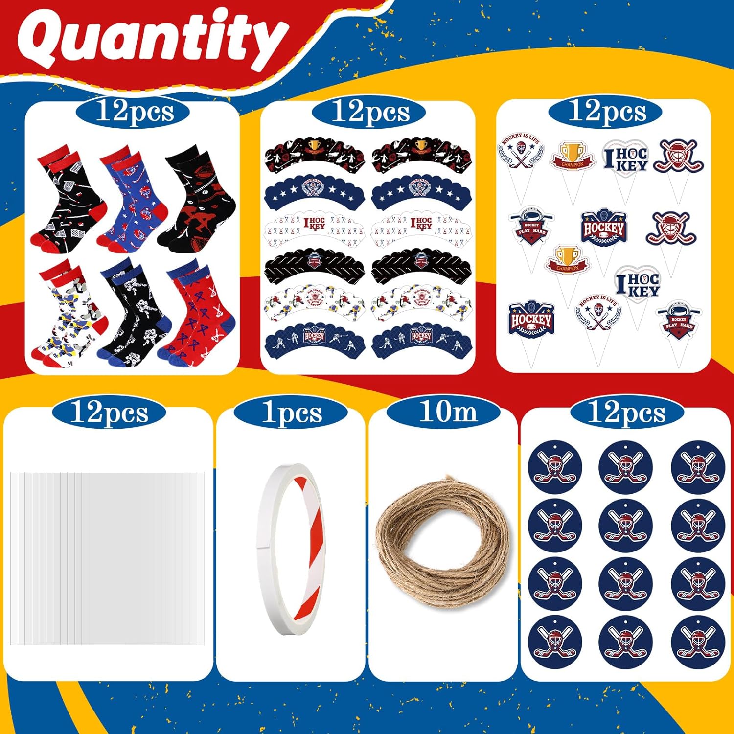 Foaincore 6 Pairs Hockey Cupcake Socks for Men Novelty Funny Sports Hockey Ball DIY Gift with Cupcake Packaging, Sports Team Gift for Birthday Party Favors - Image 4