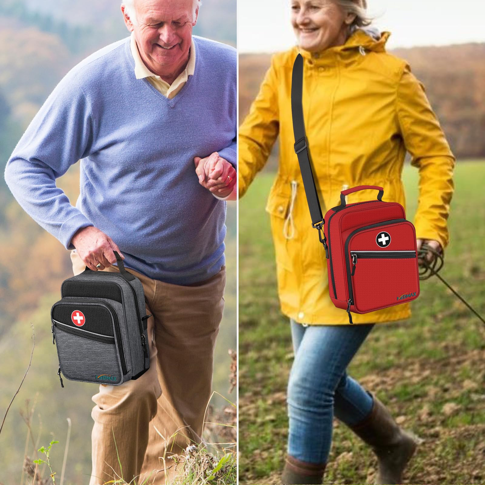 MEDMAX Borsa per Insulina da Trasporto, Isolata EpiPen Custodia da Viaggio con Tracolla, Portatile Diabete Organizer per Auvi-Q, Inalatore per Asma e Spray Nasale (Solo Borsa), Rosso
