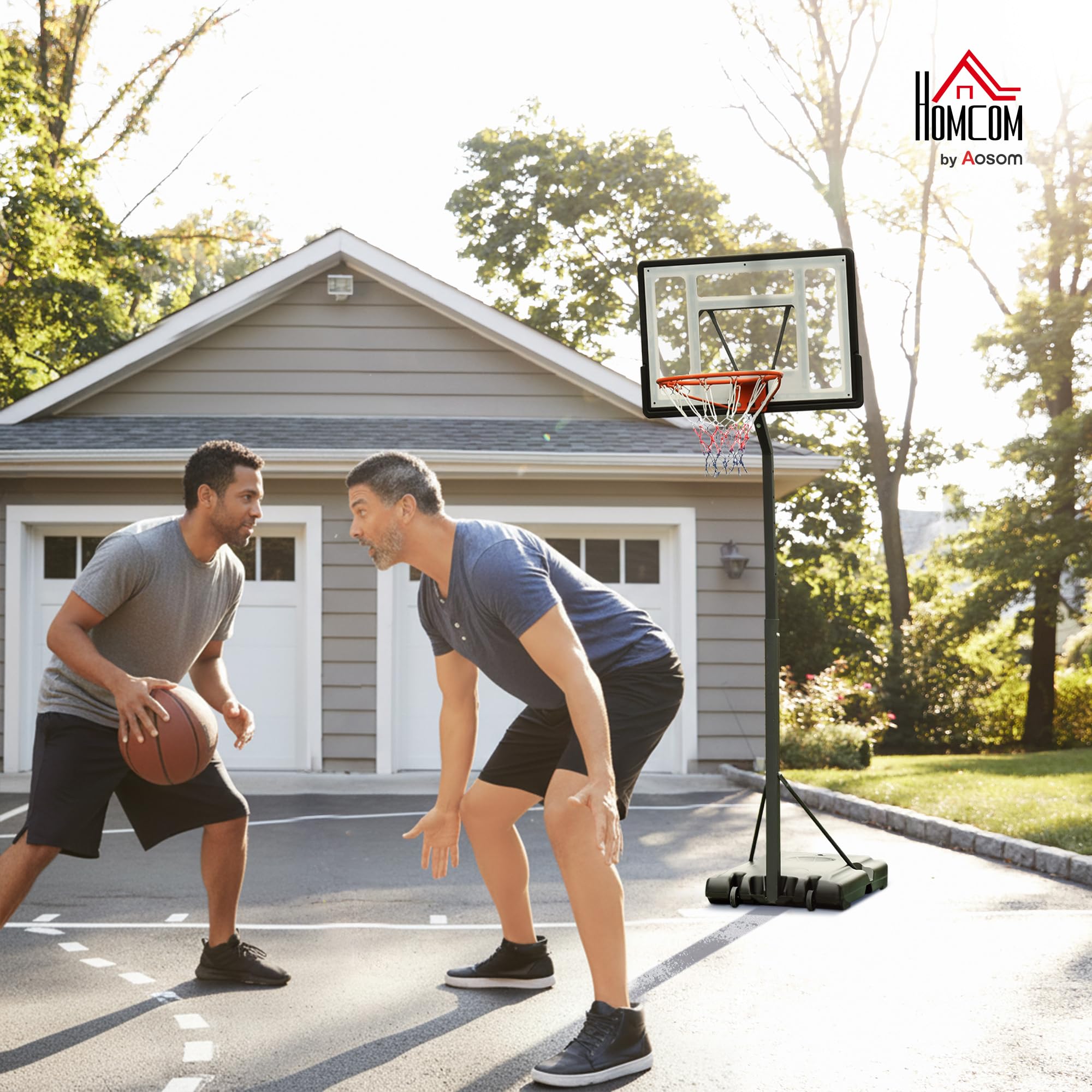 HOMCOM Panier de Basket extérieur avec Poteau Panneau, Base de lestage sur roulettes Hauteur réglable 2,55-3,05 m (Panier) Usage intérieur extérieur Noir Blanc HOMCOM Panier de Basket extérieur avec Poteau Panneau, Base de lestage sur roulettes Hauteur réglable 2,55-3,05 m (Panier) Usage intérieur extérieur Noir Blanc