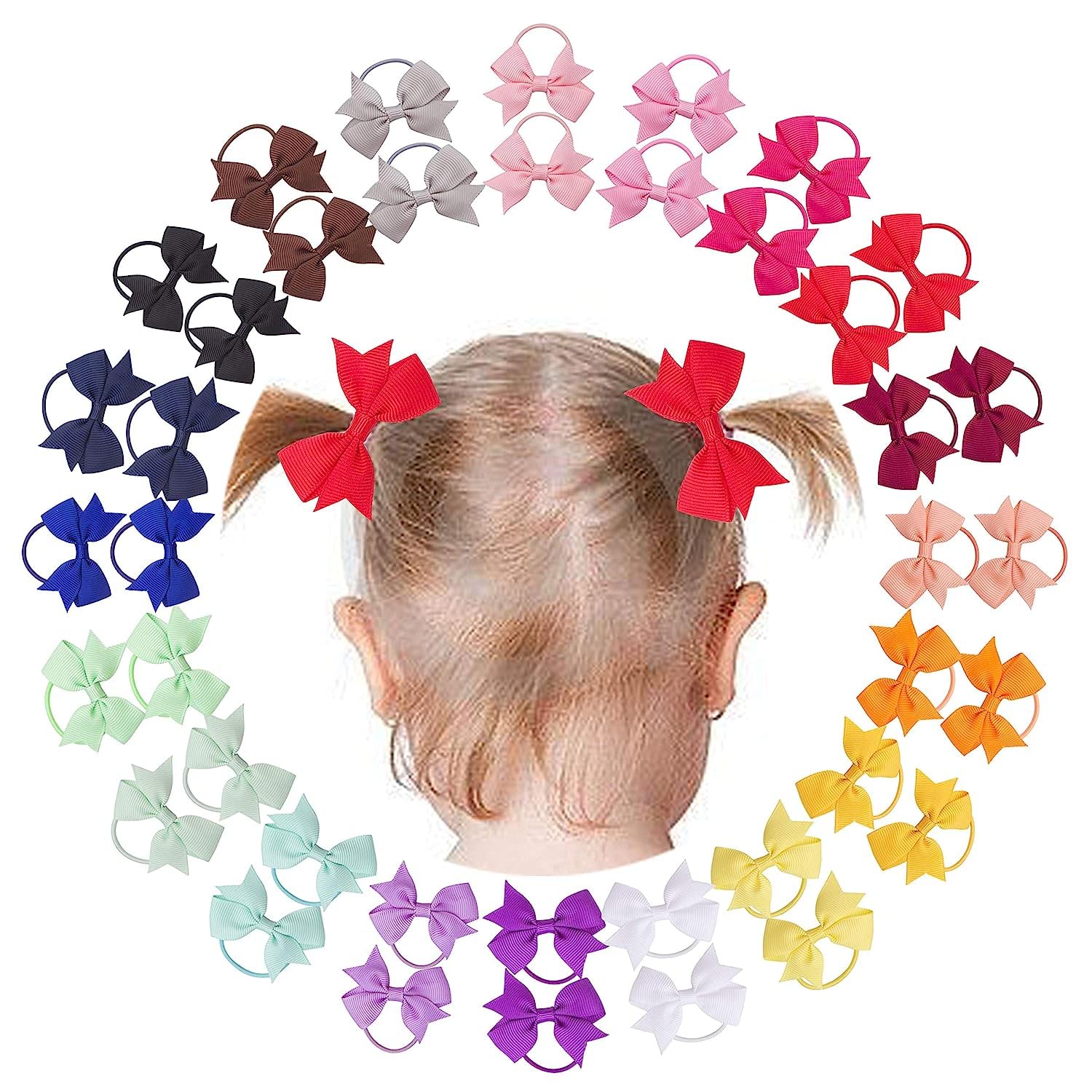 40Piece 2" Tiny Mini Pinwheel Ponytial Elastic Loop Hair Bows For Baby Girls Toddlers