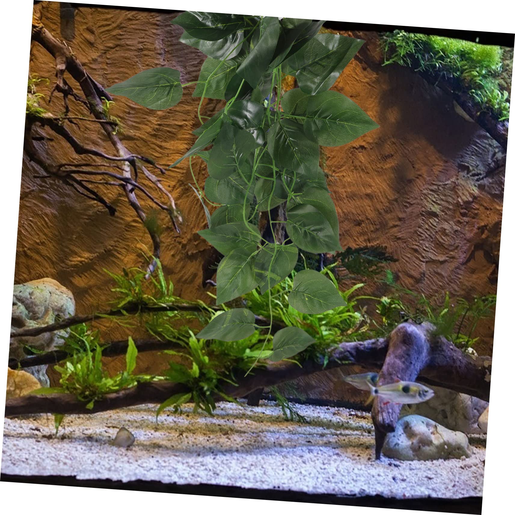 Abaodam Lifelike Reptile Tank Plant Ornament Durable Fake Plant Decor for Terrariums Aquariums Turtle Tanks Easy Installation with Suction Base for Lizards Snakes Geckos