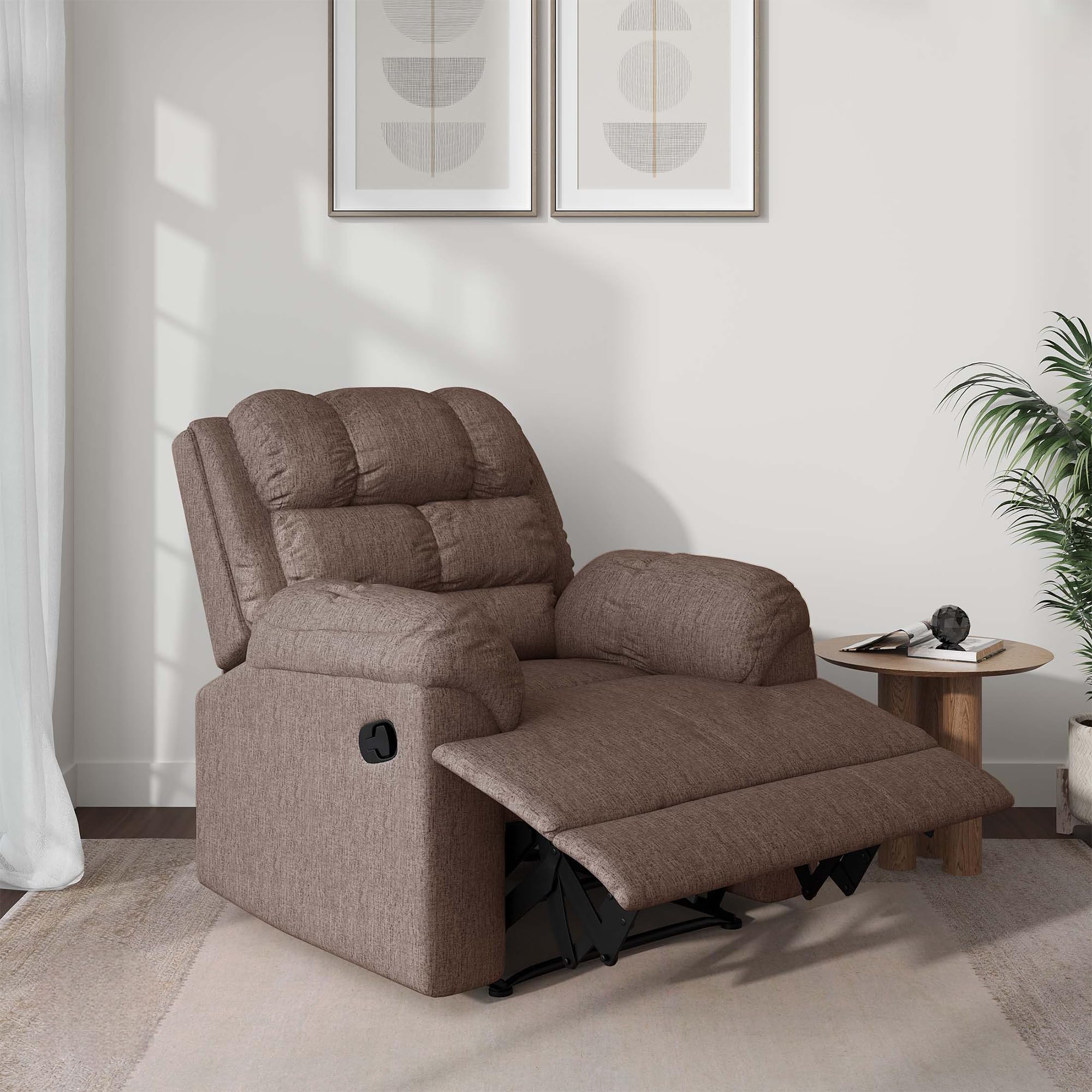 Amazon Brand - Solimo Avalon Single Seater | Premium Mosha Fabric | Manual Recliner | Brown-image-44