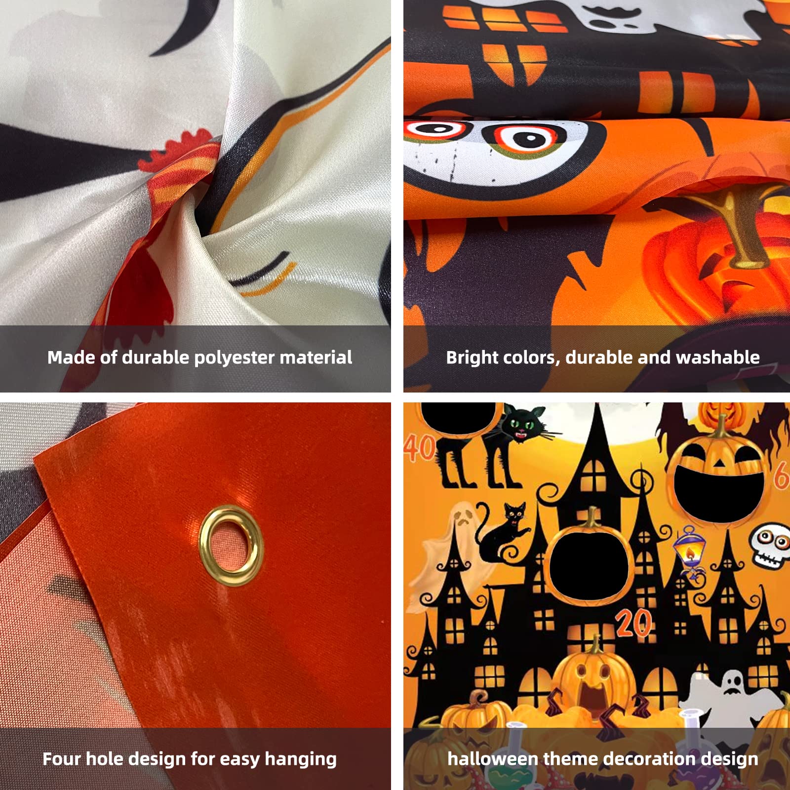 XZEIT Halloween Wurfspiel-Set – Banner Mit 3 Sitzsäcken Für Drinnen & Draußen, Partyspiele Für Kinder & Erwachsene