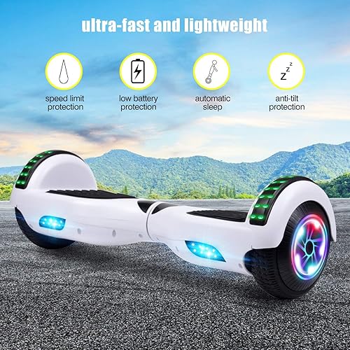 Miniatura 7 de Hoverboard - Hoverboard de 6.5 pulgadas con Bluetooth y luces LED intermitentes, Hover Board para niños y adolescentes
