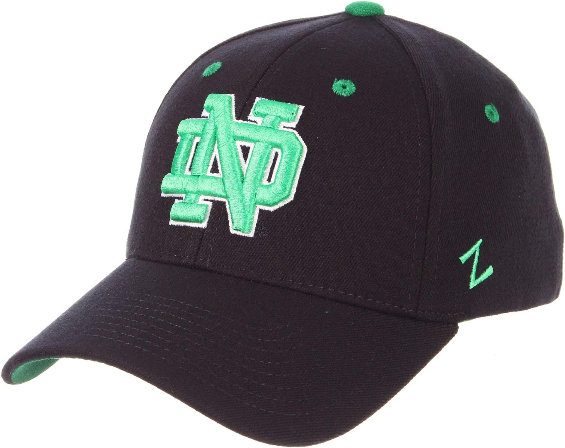 Notre Dame Fighting Irish Dark Navy Kelly Green ND DH Fitted Hat/Cap Top Mens Adult Size Large 7 3/8 & 7 1/2