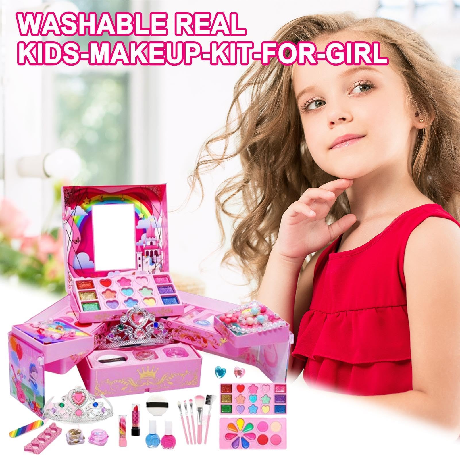 Set di trucchi per bambine e ragazze, lavabile, kit di bellezza cosmetico