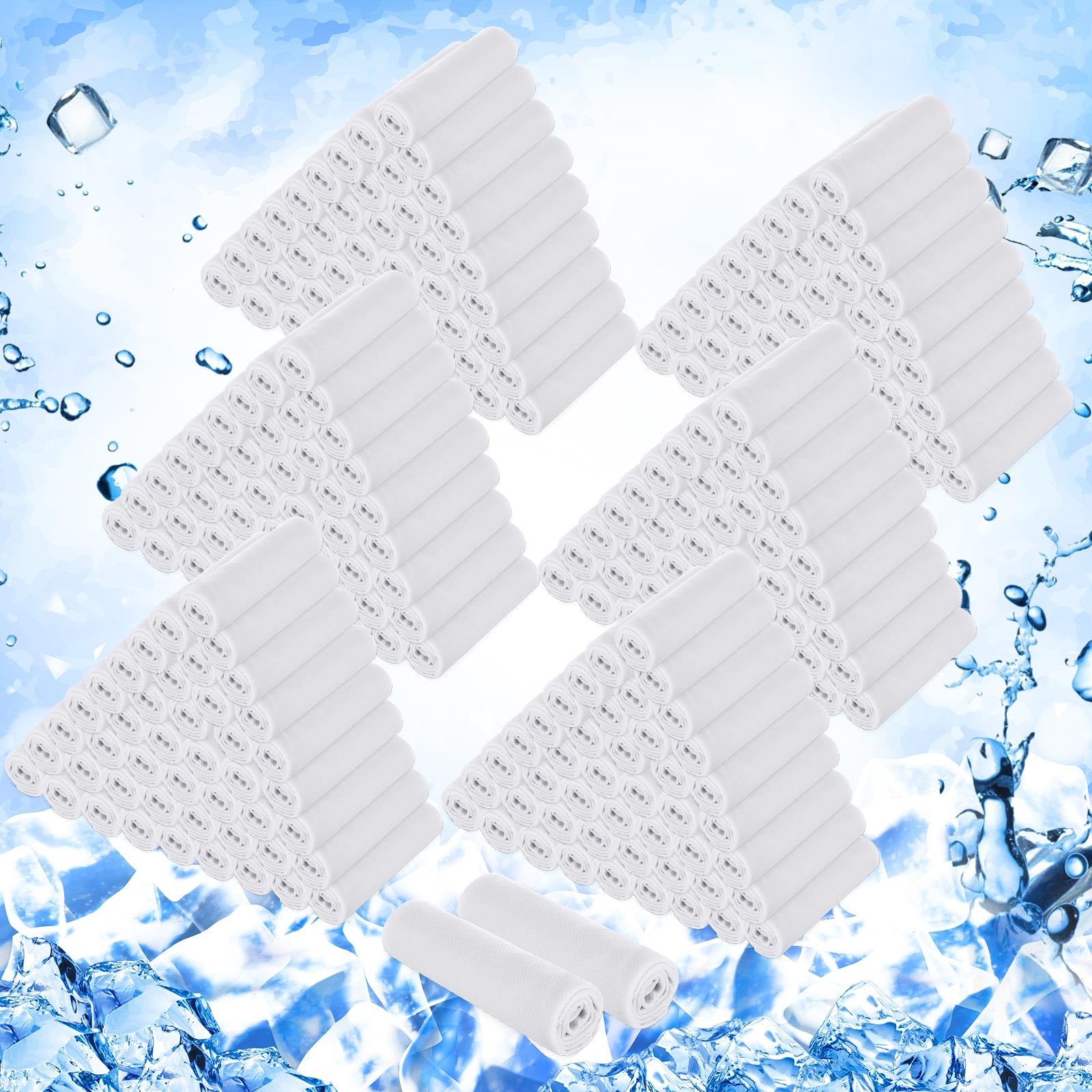 Confezione da 300 Asciugamani rinfrescanti,Grandi,Traspiranti,per Sport e Clima Caldo,Ideali per rinfrescare Il Collo,Perfetti per allenamenti in Palestra e Come Regalo per la Squadra (Bianchi).
