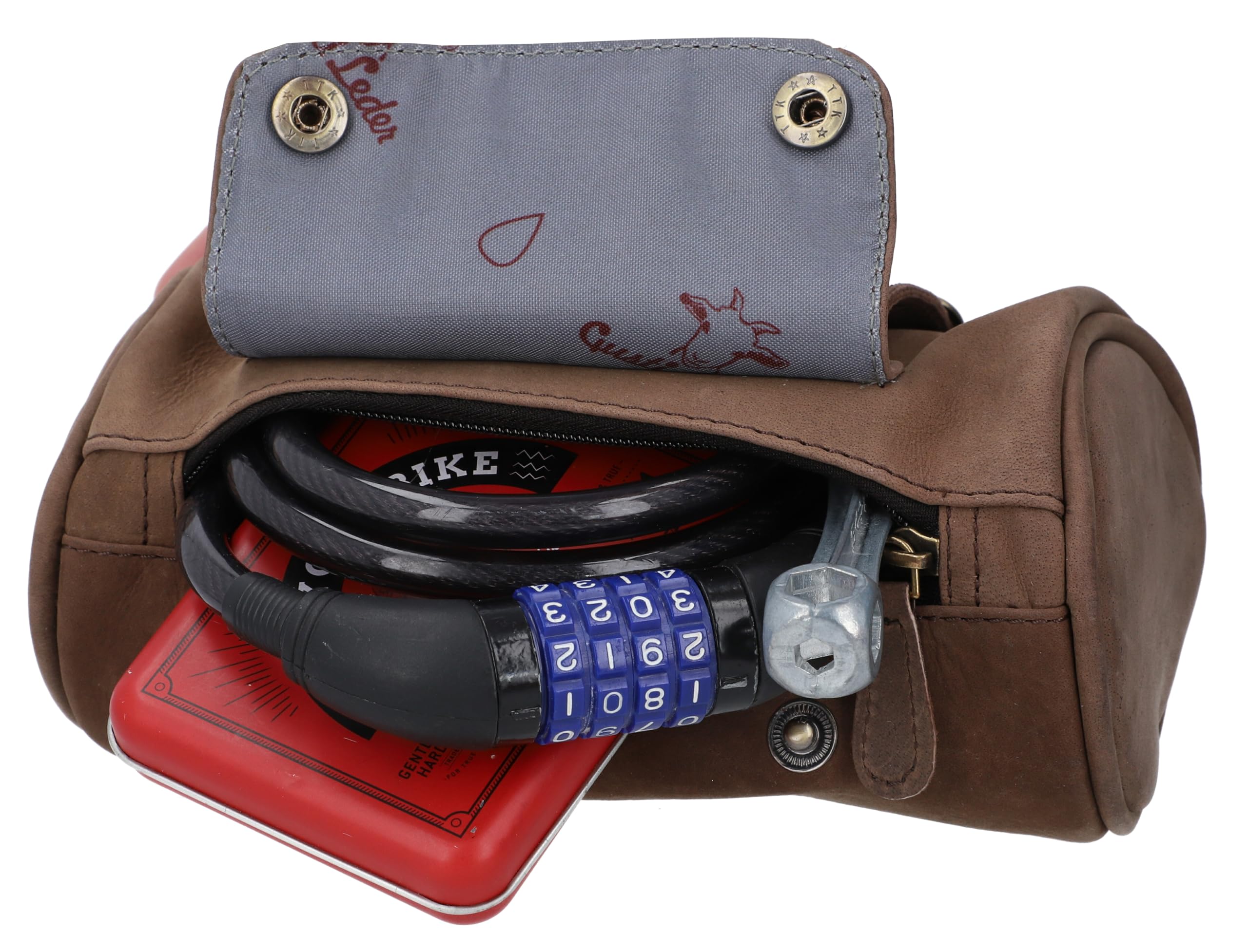 Gusti Cuir Studio - Sacoche pour vélo „Judith A.“ Sac pour Guidon de vélo Sac de Cadre en Cuir de Buffle Waterproof Marron foncé 2G14-20-4wp
