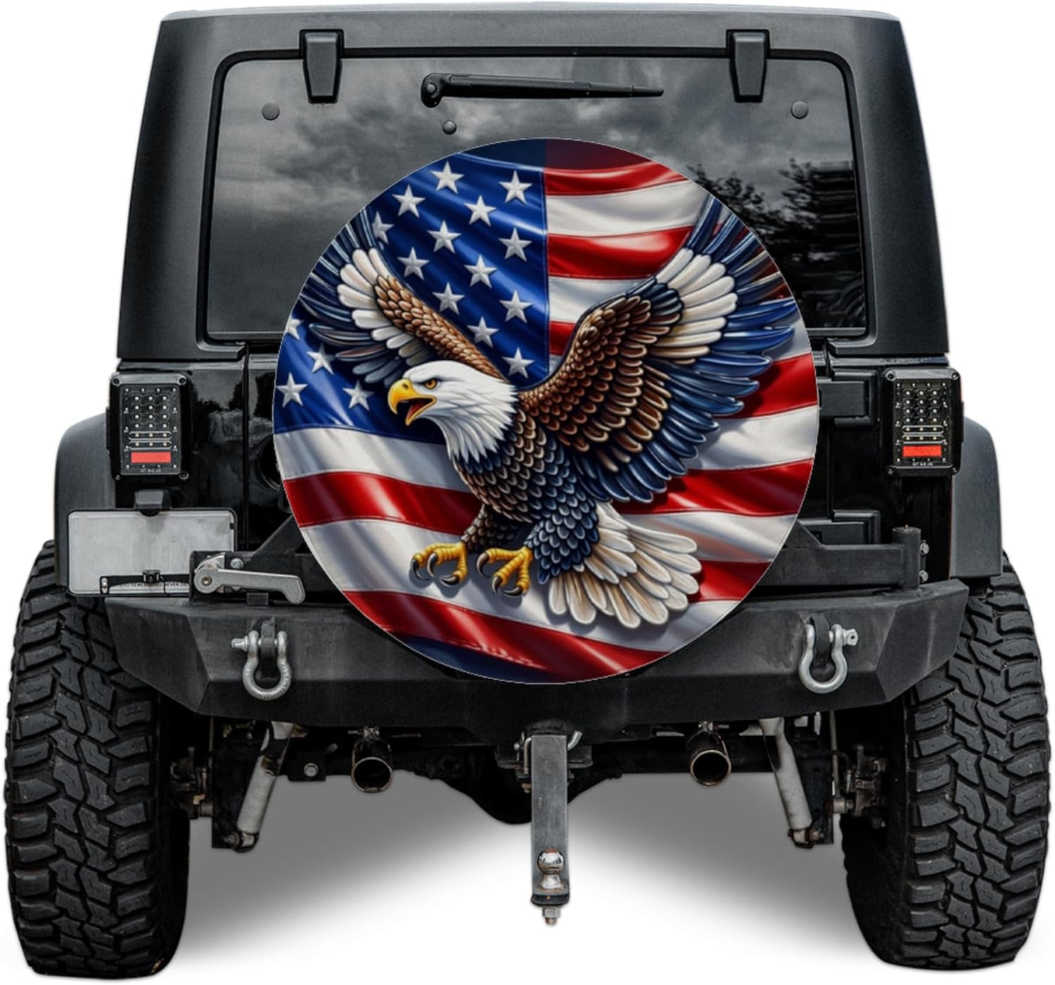 ThangPham Shop Patriotic Eagle America Flag Spare Tire Cover with/Without Backup Camera Hole – Freedom Theme Tire Cover