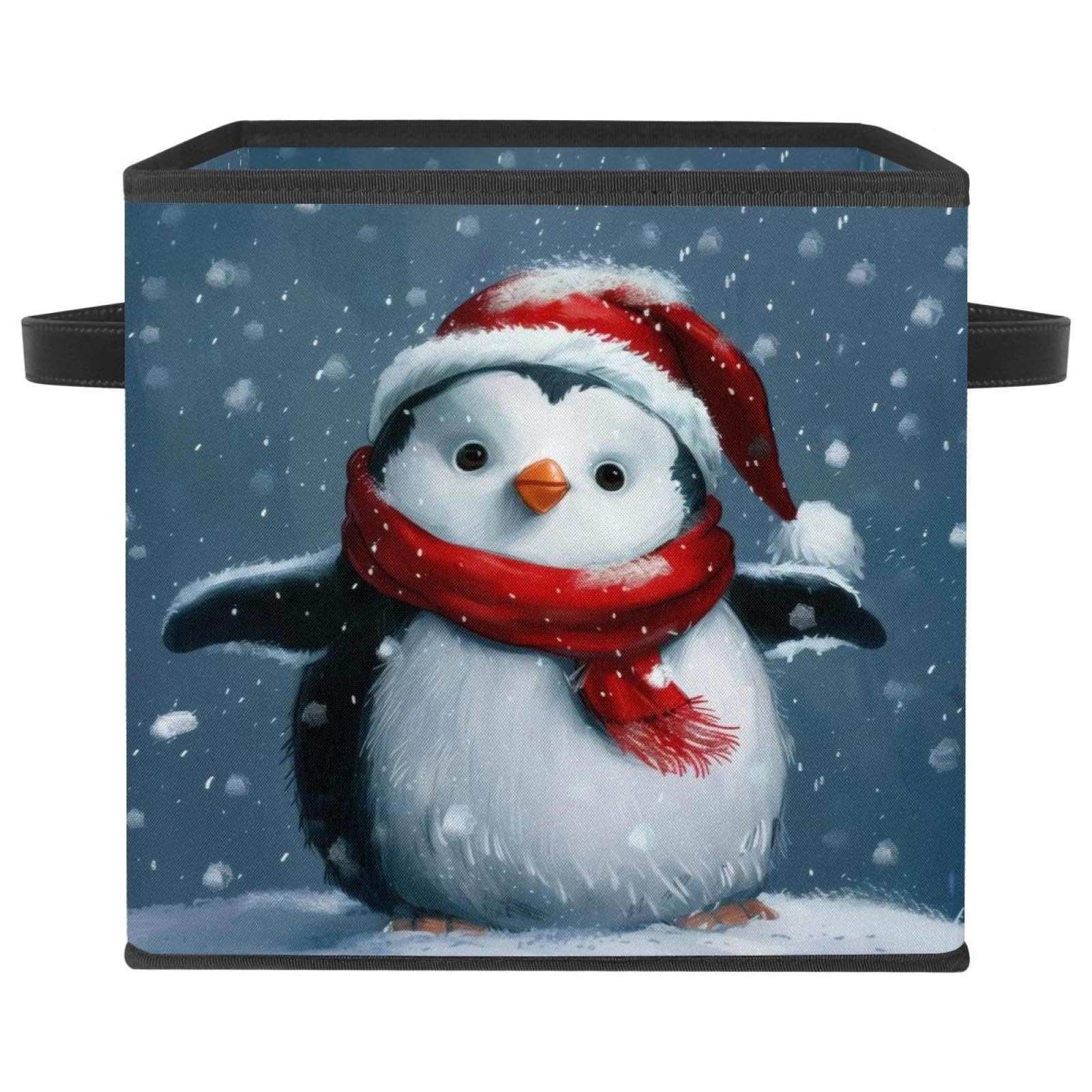 Boîte de rangement pingouin de Noël pour linge et armoire ordonnée