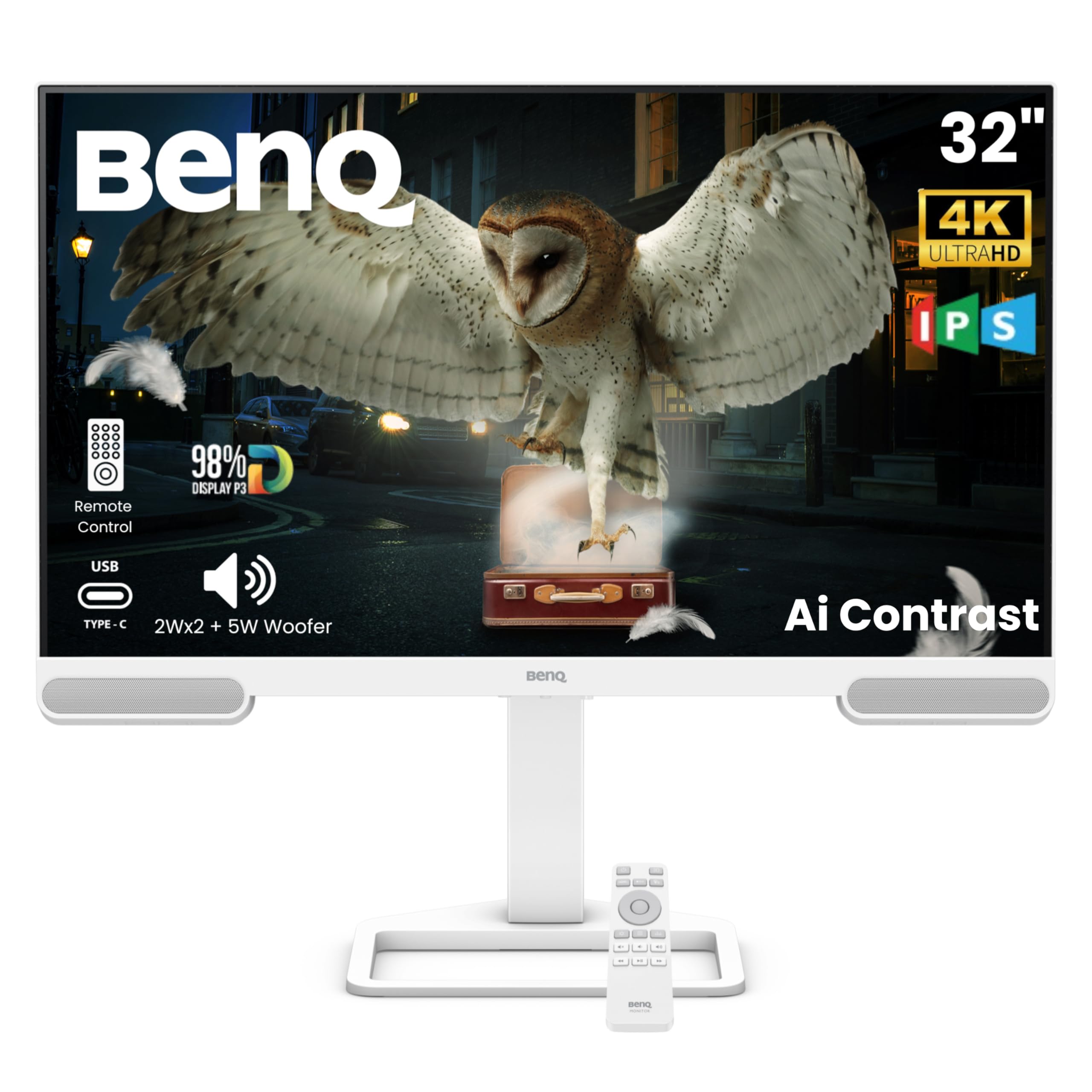 BenQ EW3290U 31.5” 4K UHD 3840x2160 Entertainment Monitor with 98% P3| Remote Control| AI Contrast| Built-in 2.1 Channel Speakers with Woofer| USB-C (65W PD)| 3xHDMI|USB Hub| Ergonomic| Eye-Care-image-23
