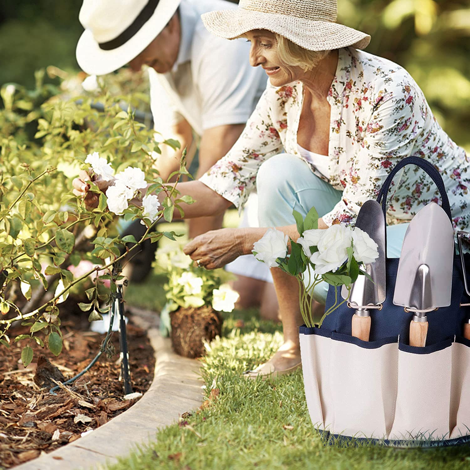 Attrezzi da Giardino Set, DEWINNER 23 PCS Giardinaggio Kit con Borsa Utensili, Impugnatura Ergonomica da Regali, Guanti da Impermeabile