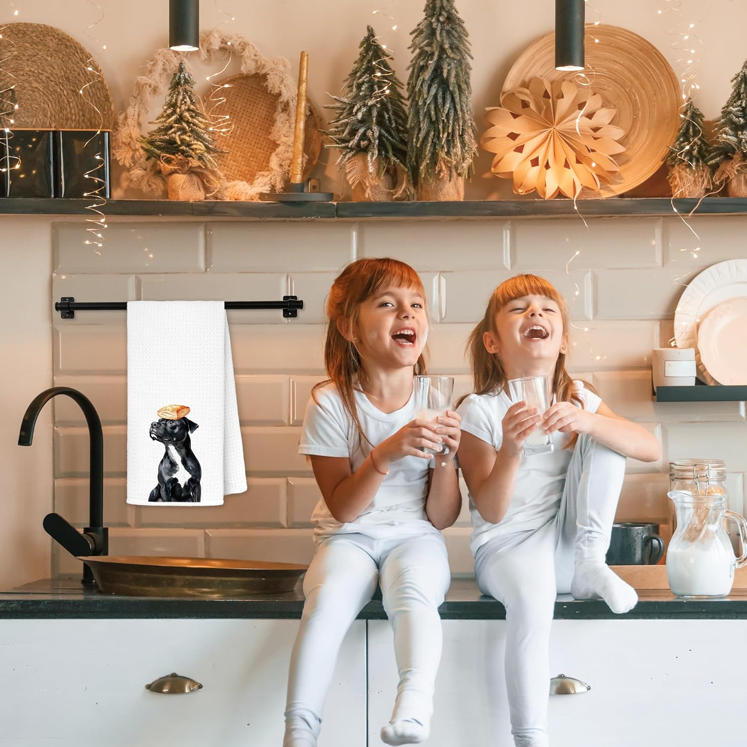 Funny Staffordshire Bull Terrier Kitchen Dish Towels, Cute Baking Staffordshire Dog Decorative Hand Tea Towels for Kitchen Bakery, Dog Lover Owner Gifts, 16x24 Inch - Image 2