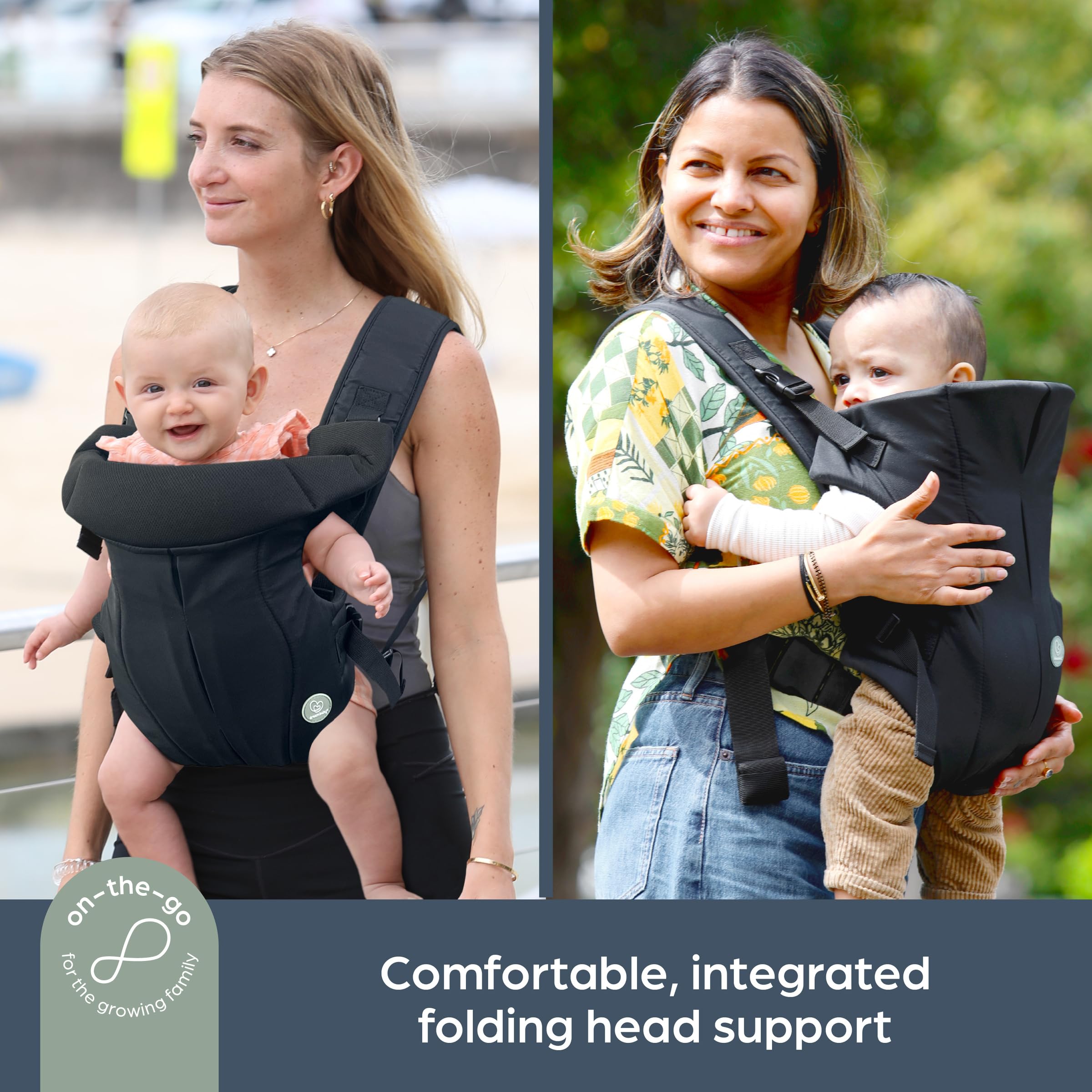 Dreambaby On-The-Move - Marsupio 3 in 1 per neonati e bambini, anteriore interno, anteriore verso l'esterno e posteriore, leggero, traspirante, regolabile, per neonati e bambini, 3,5-12 kg, design