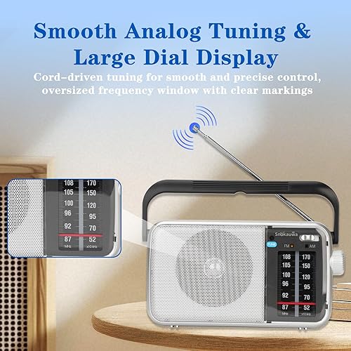 Miniatura 2 de Radio AM FM portátil con transistor, funciona con pilas o red eléctrica, adecuada para uso doméstico y exterior, con recepción robusta y altavoz