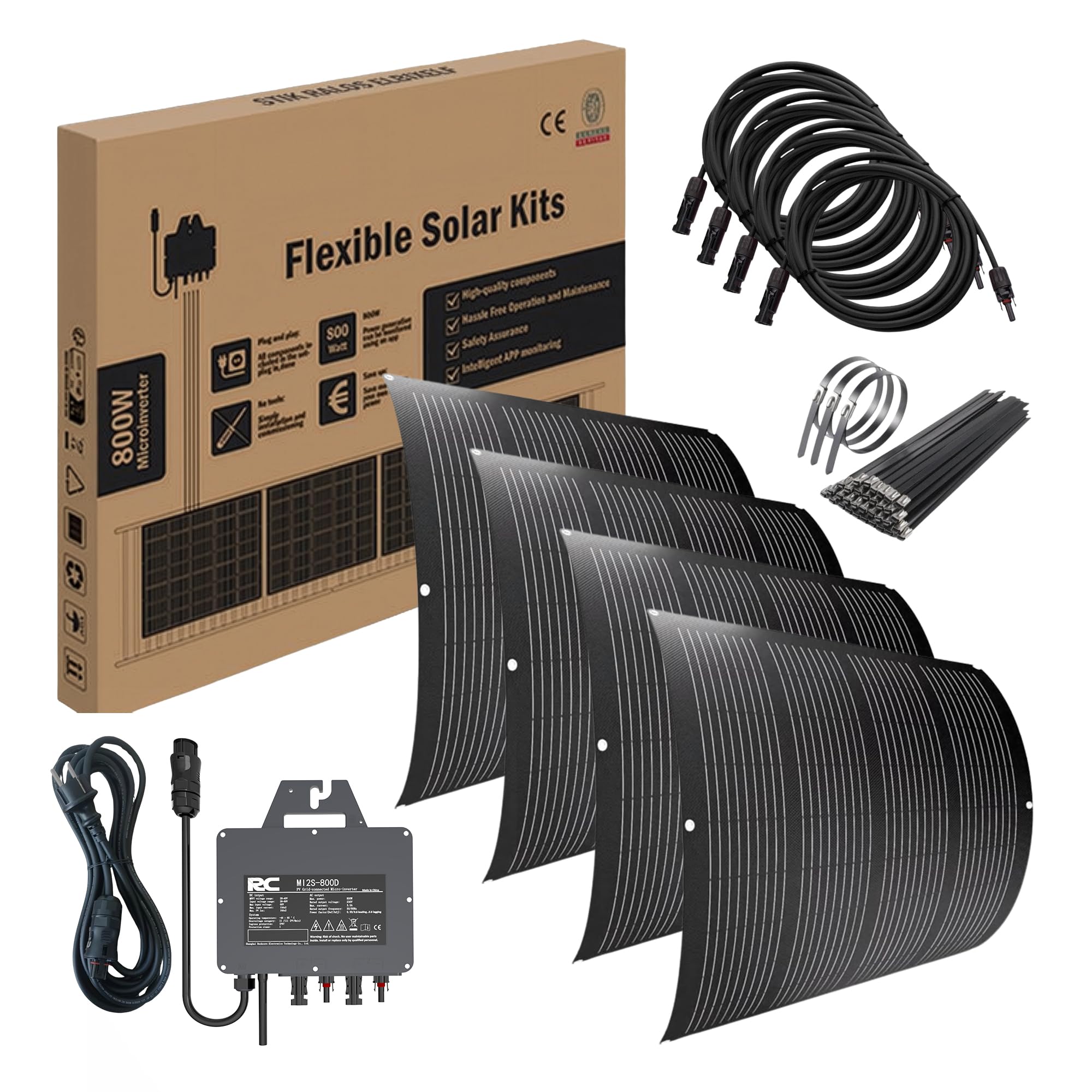 Balkonkraftwerk 800W Flexibles Set | 4x 200W Flexible Solarmodule