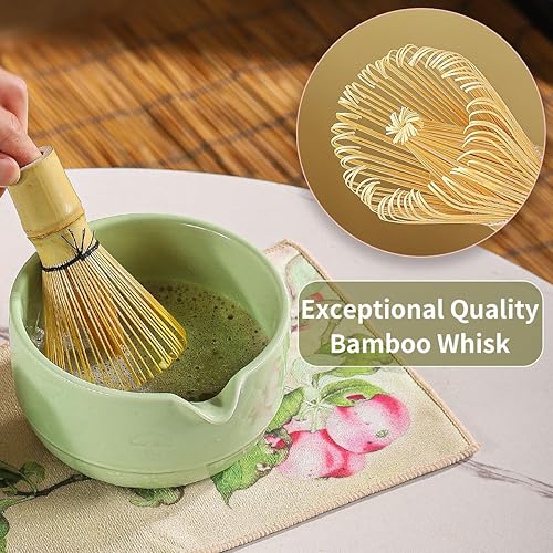 Miniatura 6 de Juego de matcha, 8 piezas de cerámica Matcha Bowl & Whisk Kit con patrón de setas, Chawan japonés tradicional, Persecución de bambú, cuchara y