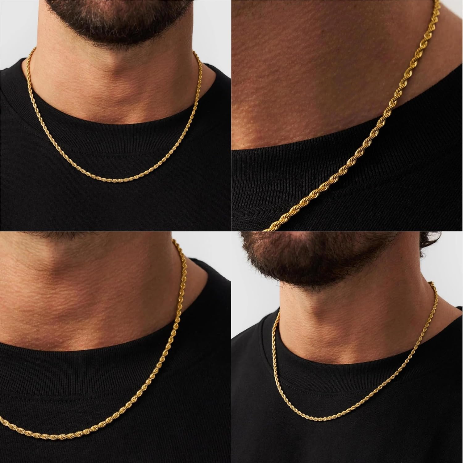 CRAFTD - Gold Rope Link Chain - Durable 18K Gold & 316L Stainless Steel - Waterproof, Heat & Sweat Resistant - Gifts for Men - Men's Jewelry - Image 7