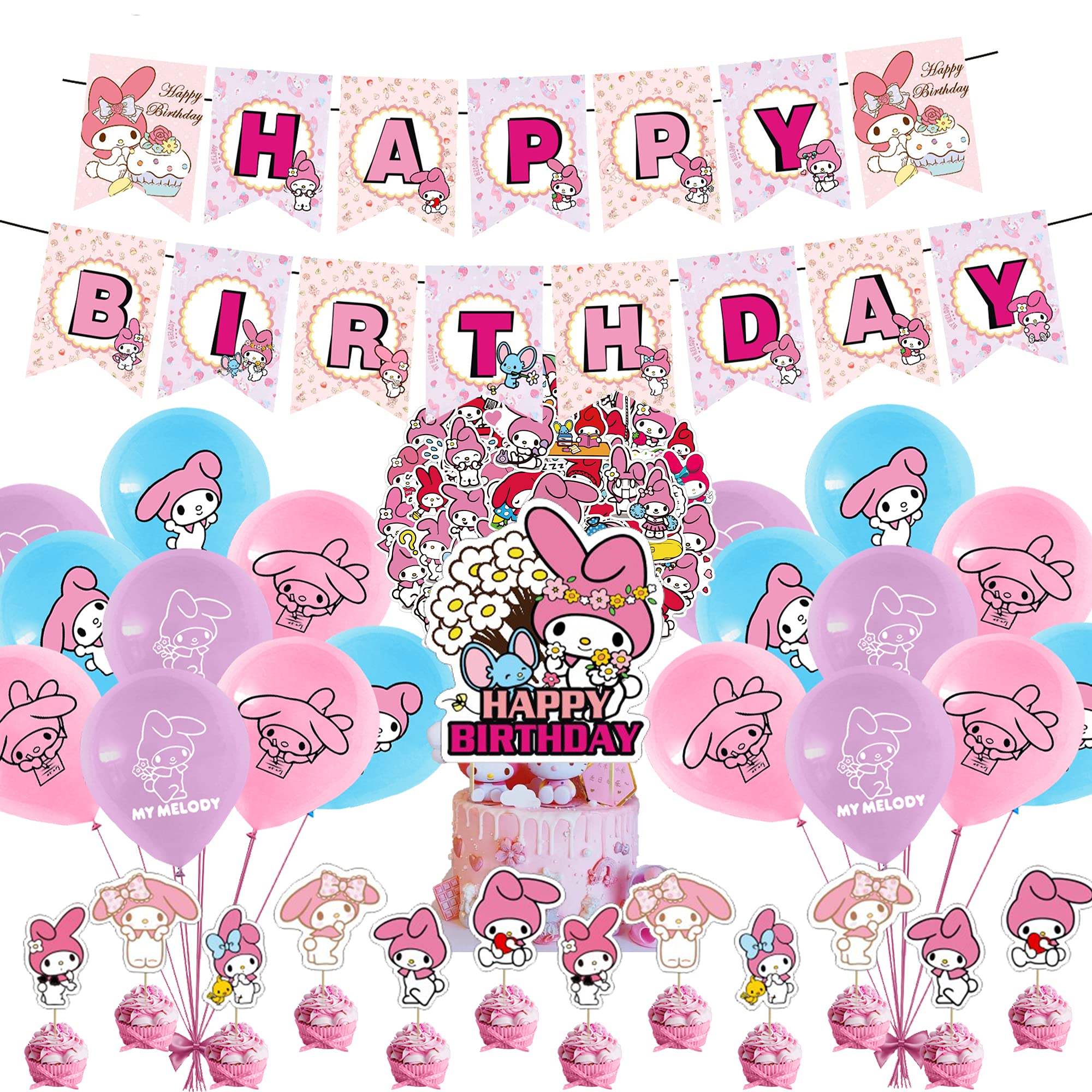 Buy 100 Pcs My Melody Party Decorations, Cute My Melody Theme Birthday